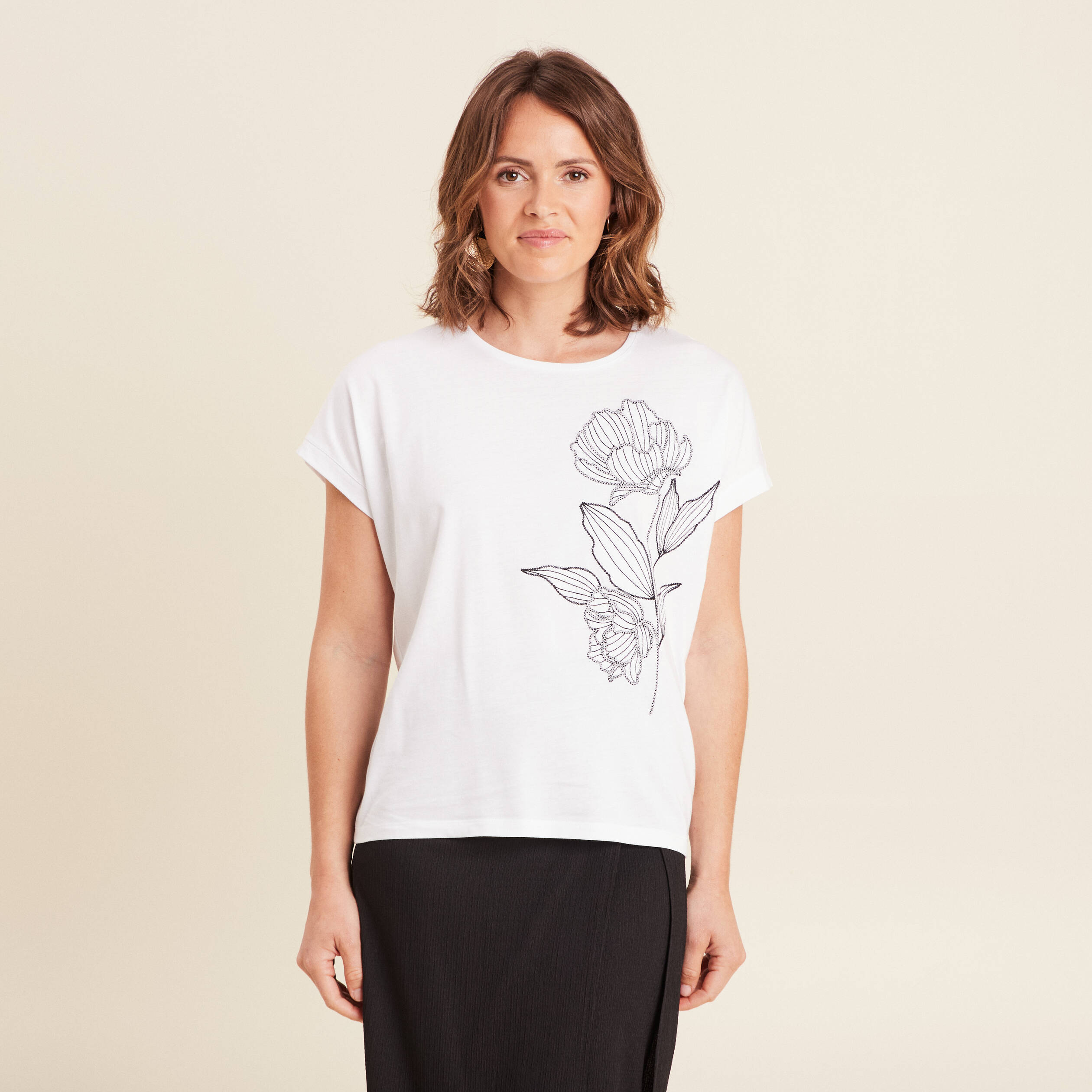 T-shirt manches courtes blanc femme