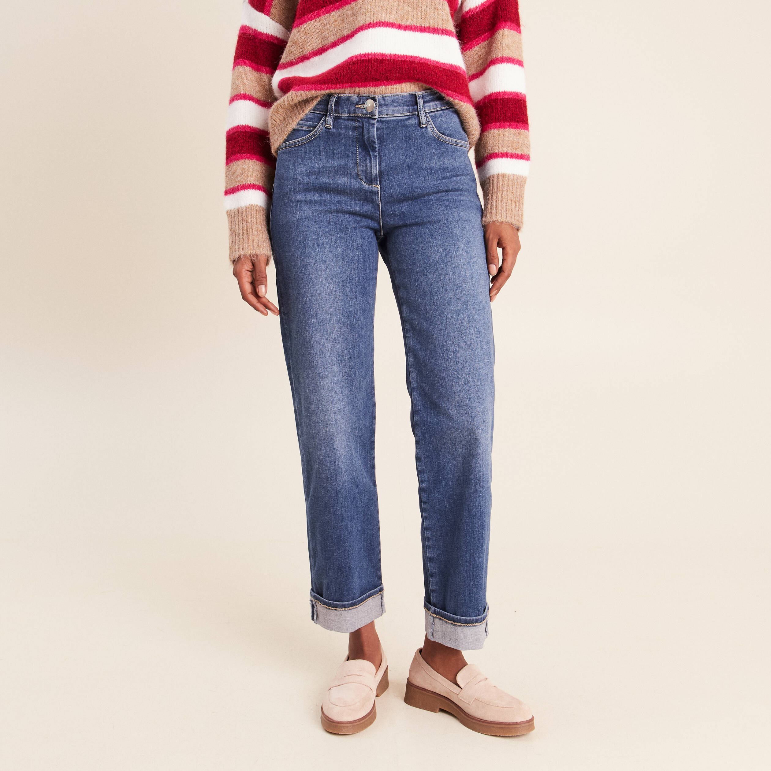 Pantalon magique l'unique denim double stone femme