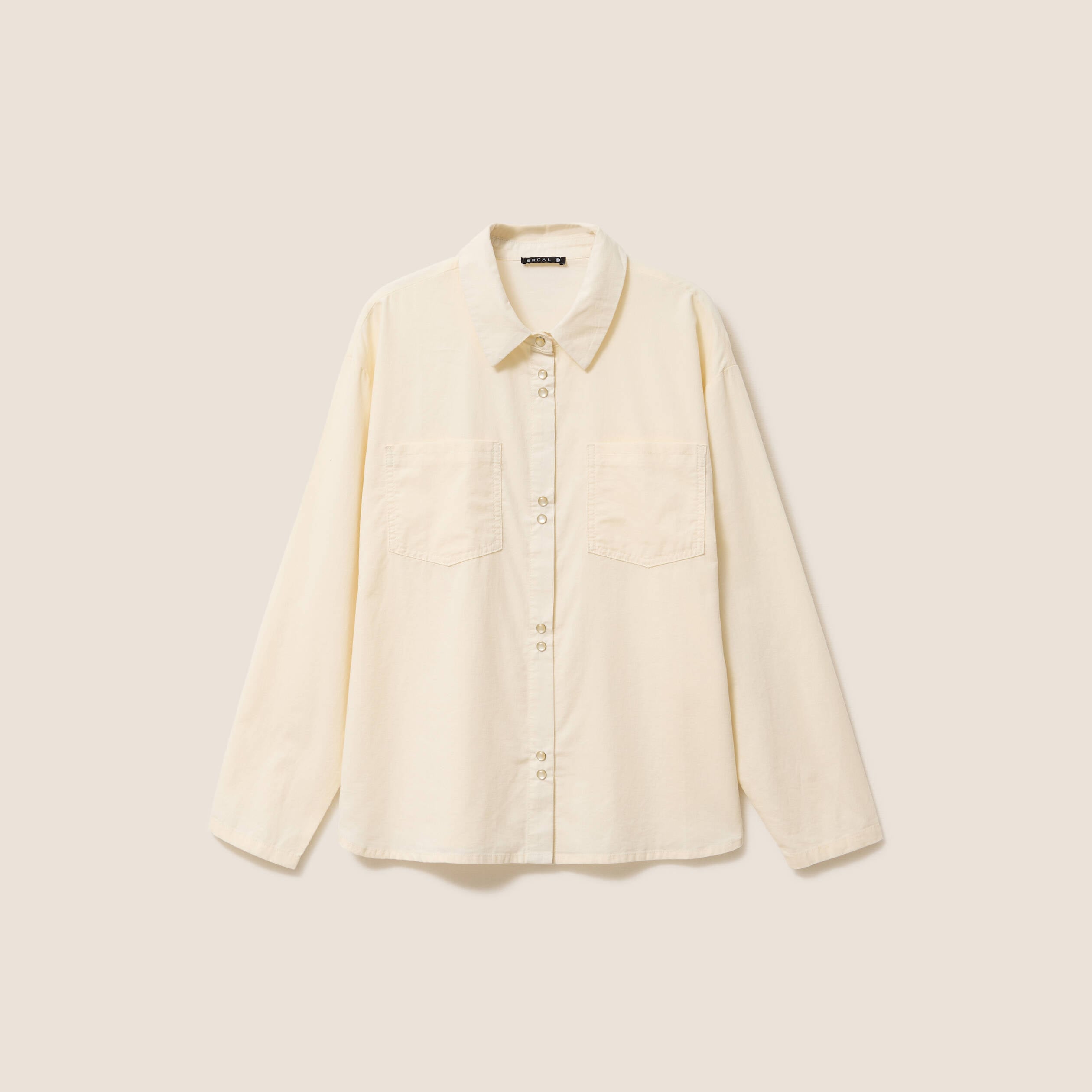 Chemise ample en velours milleraie ecru femme