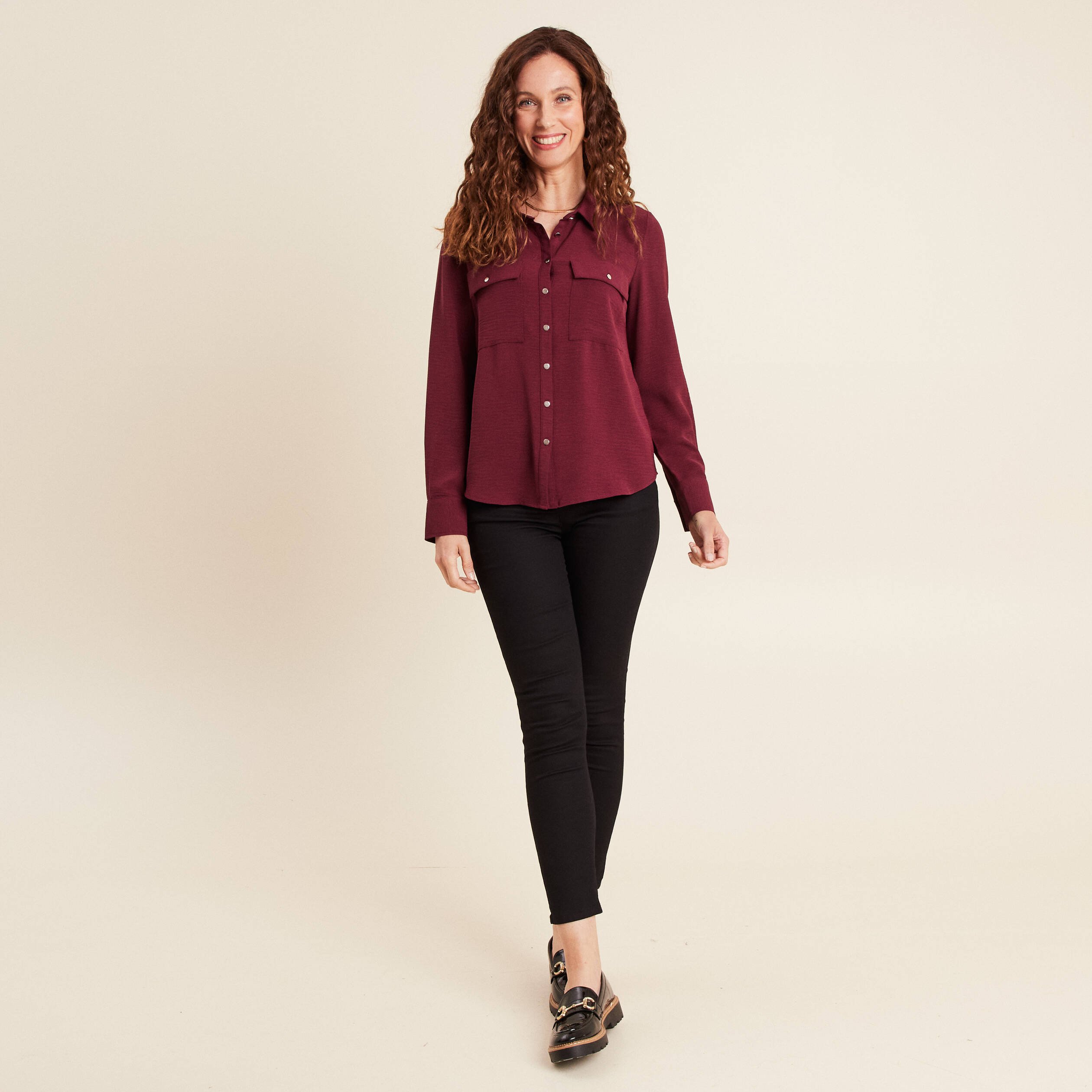 chemise manches longues bordeaux femme Chemise manches longues bordeaux femme