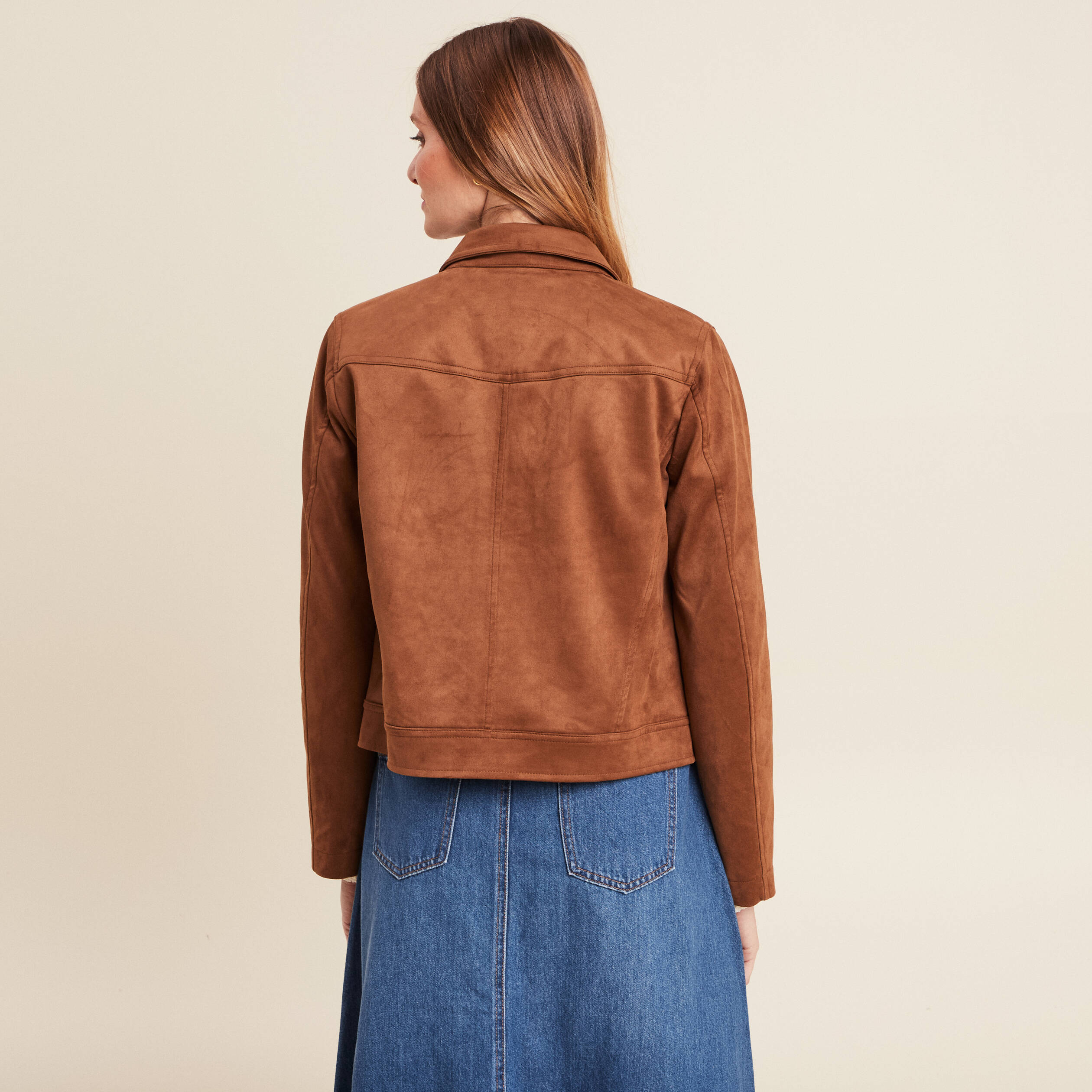 Veste En Cuir Femme W.D. Qixing Marron Clair - Taille L, Doublée, Fermeture Zippée, Neuf Avec étiquettes