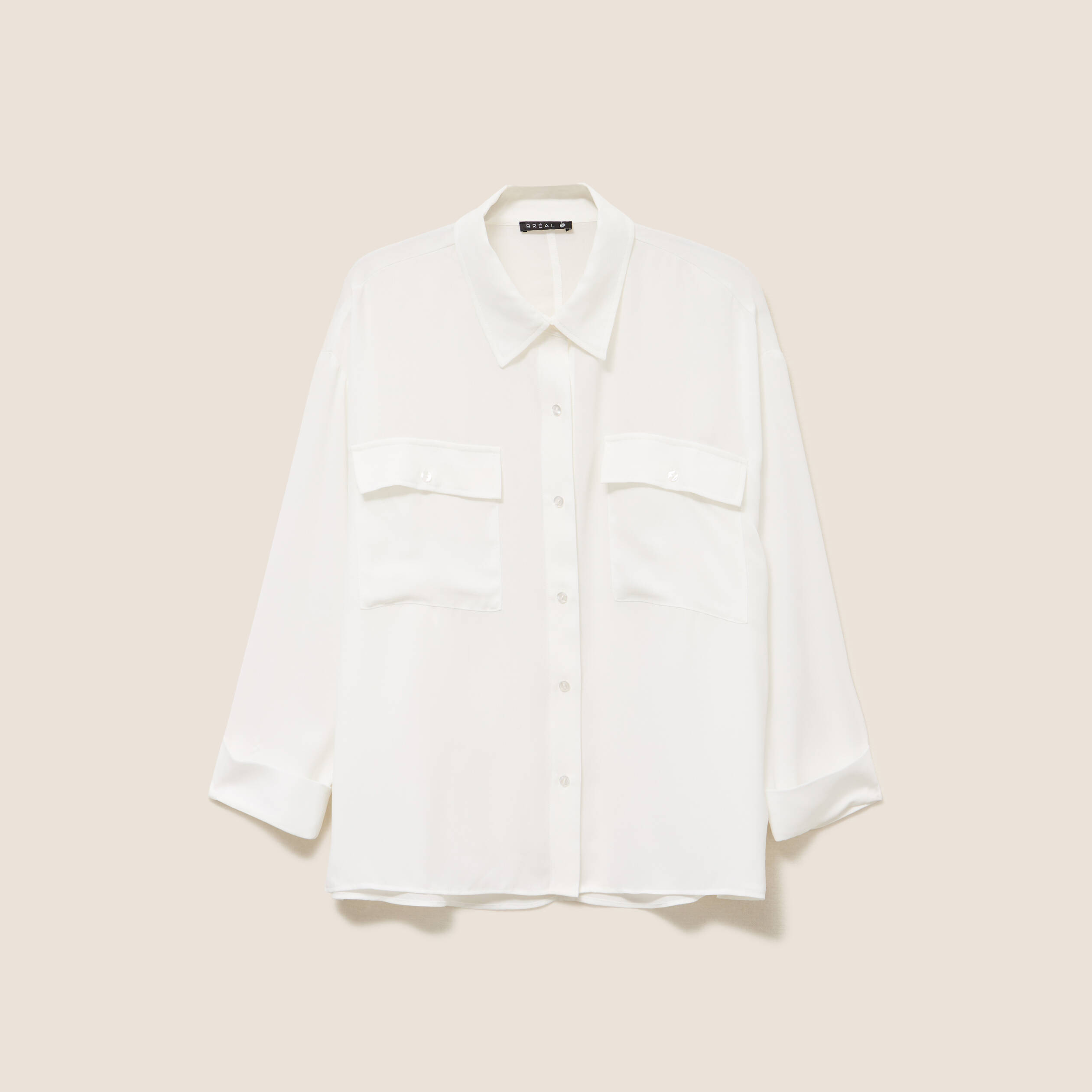 Chemise ample col chemise manches 3/4 ecru femme