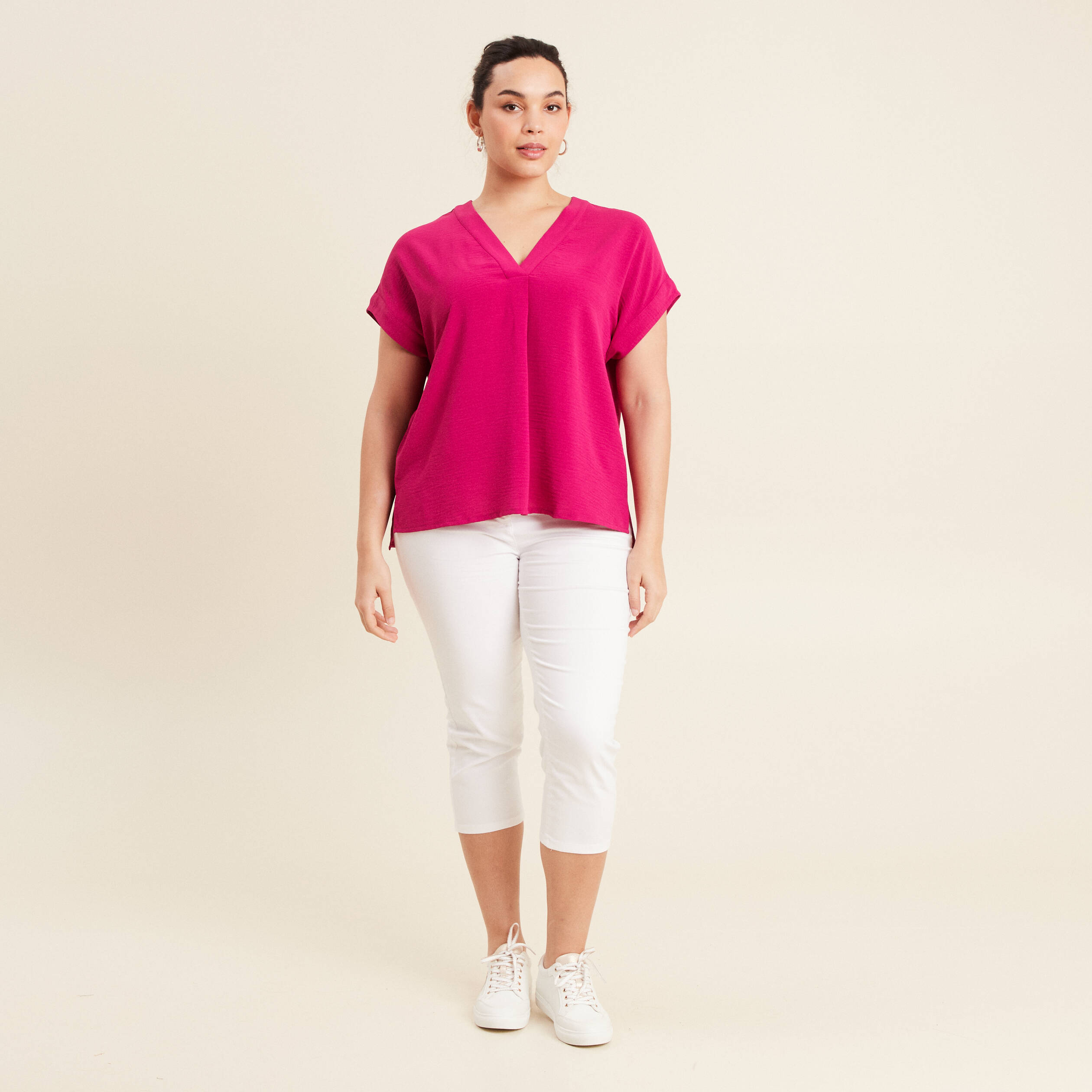 blouse manches courtes rose fushia femme Blouse manches courtes rose fushia femme