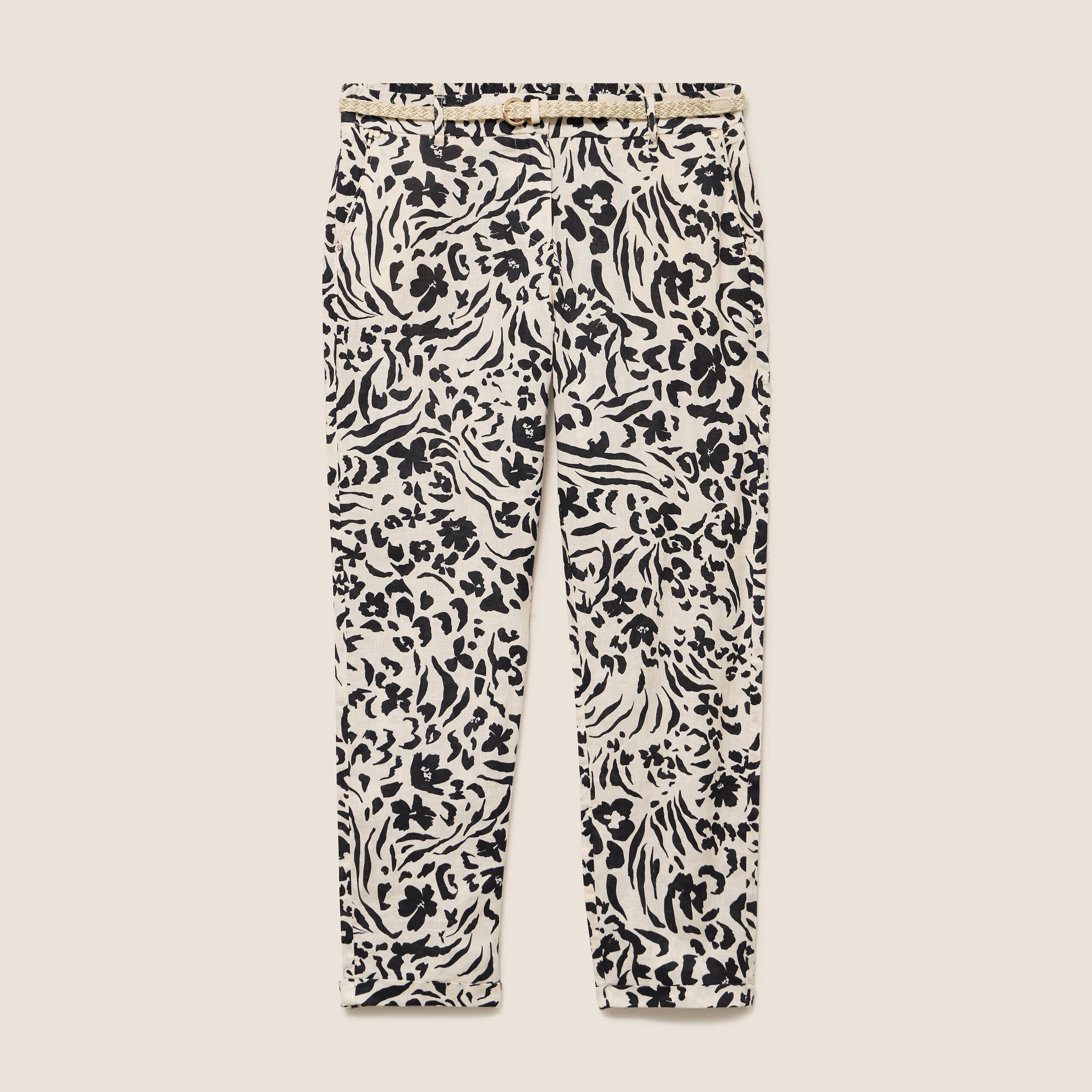 Pantalon coupe chino en lin blanc femme