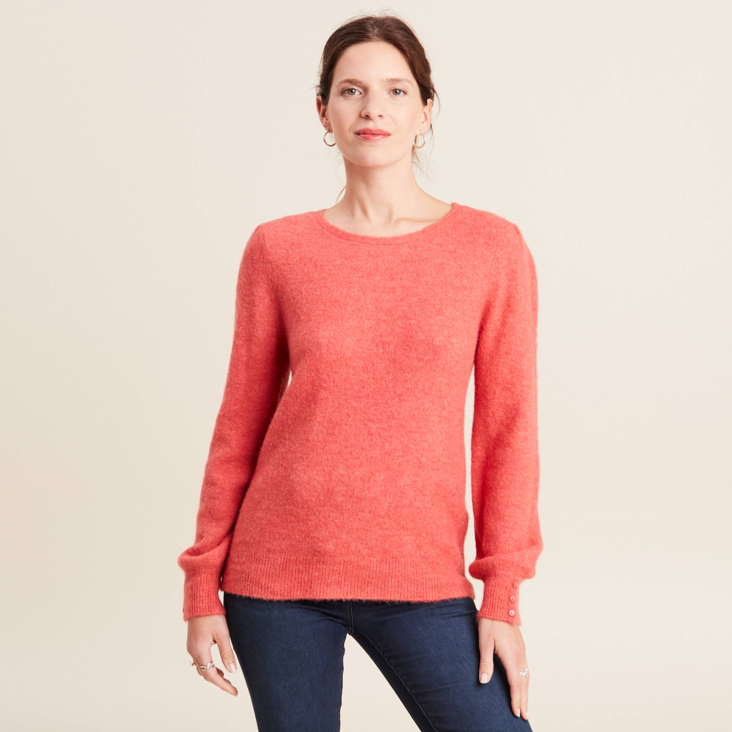 pull manches longues rouge corail femme Pull manches longues rouge corail femme
