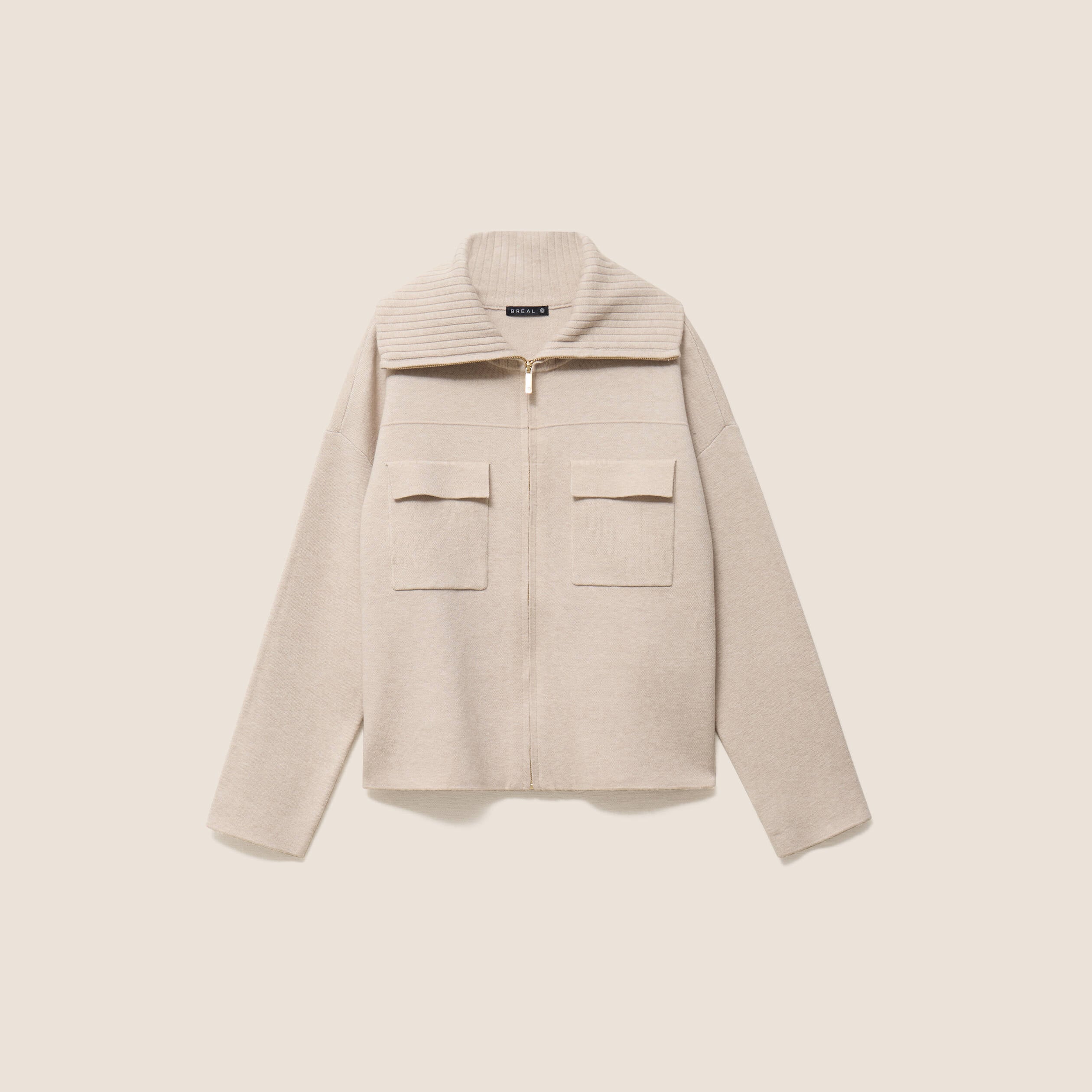 Cardigan col camionneur beige femme