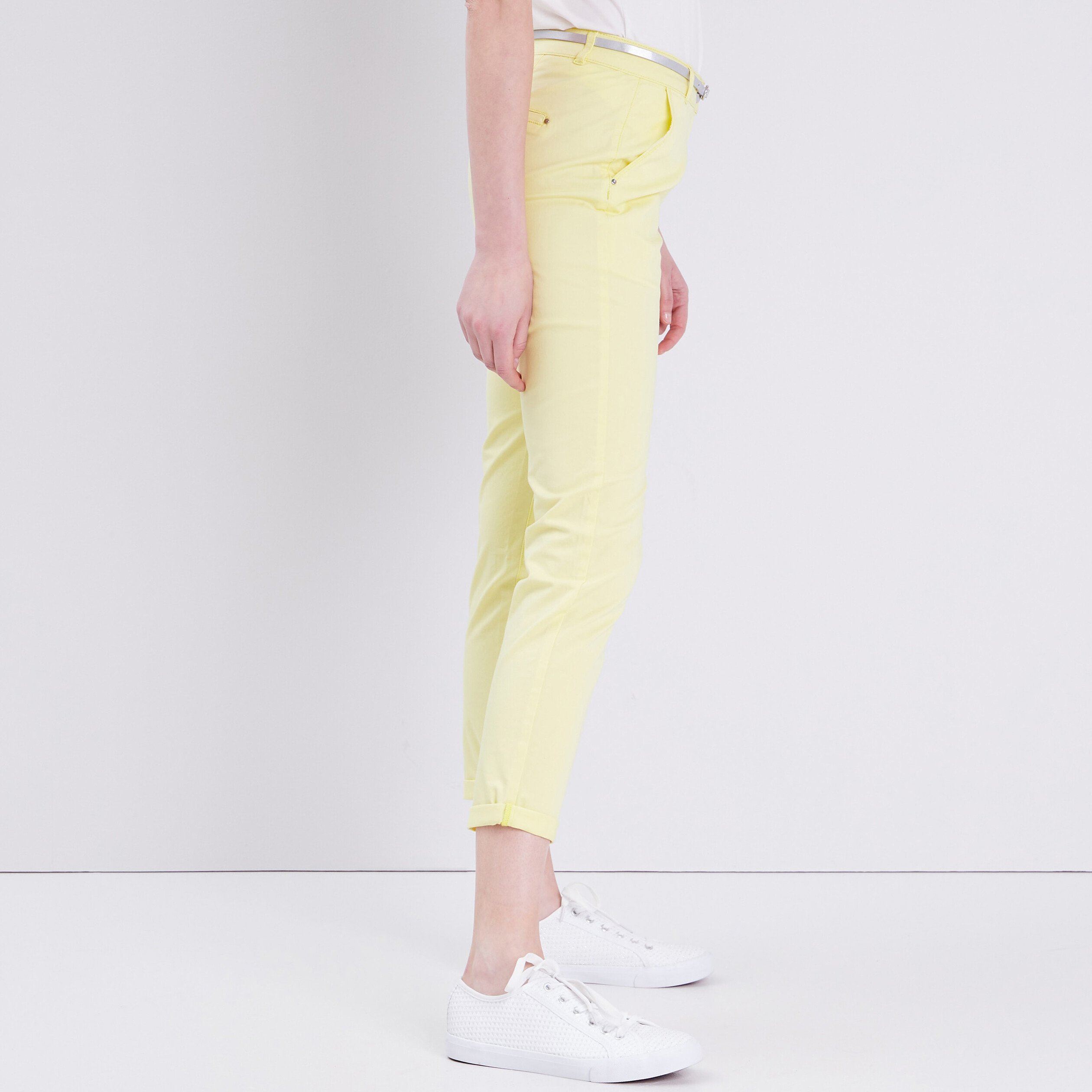 pantalon chino droit jaune pastel femme Pantalon chino droit jaune pastel femme