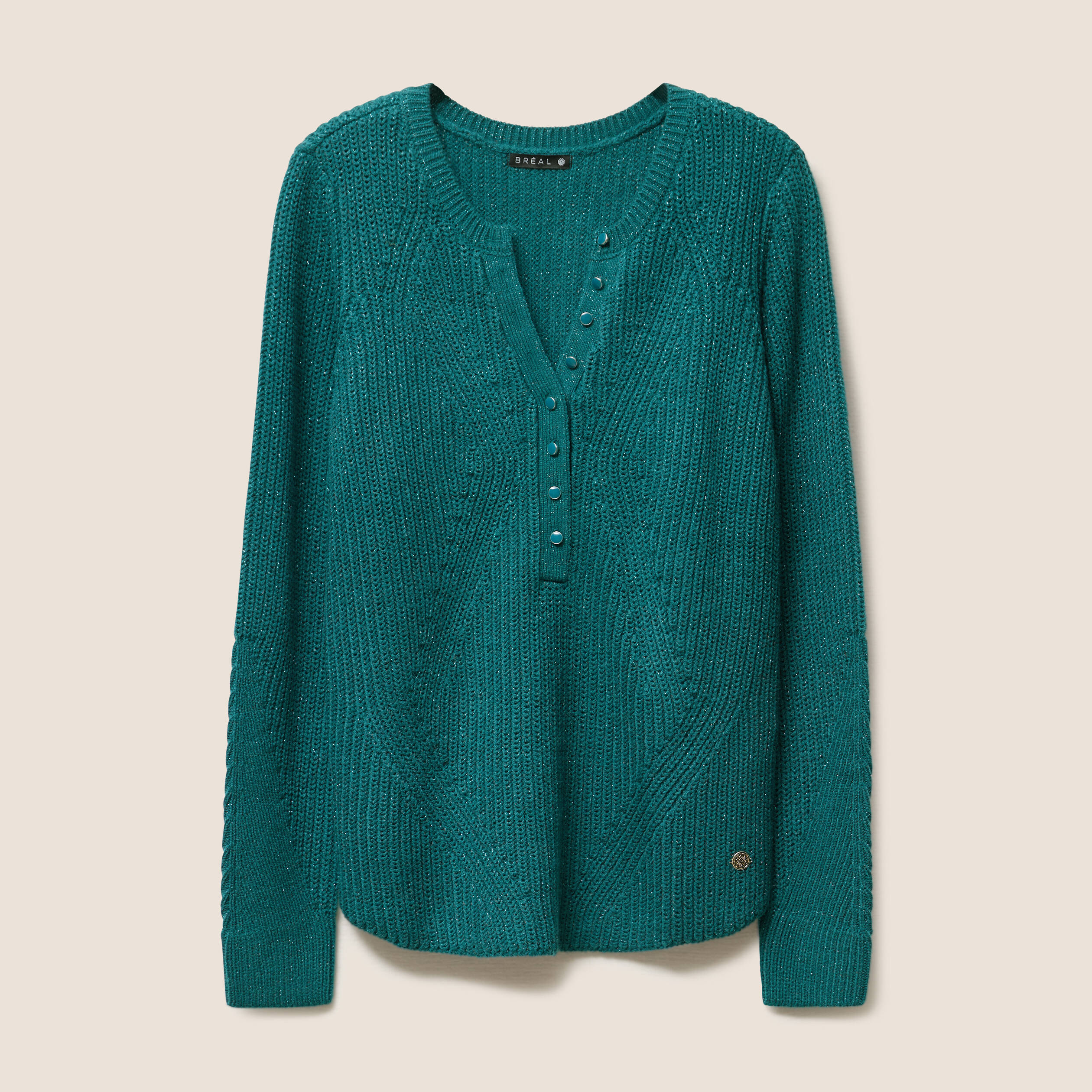 Pull manches longues vert fonc&eacute; femme