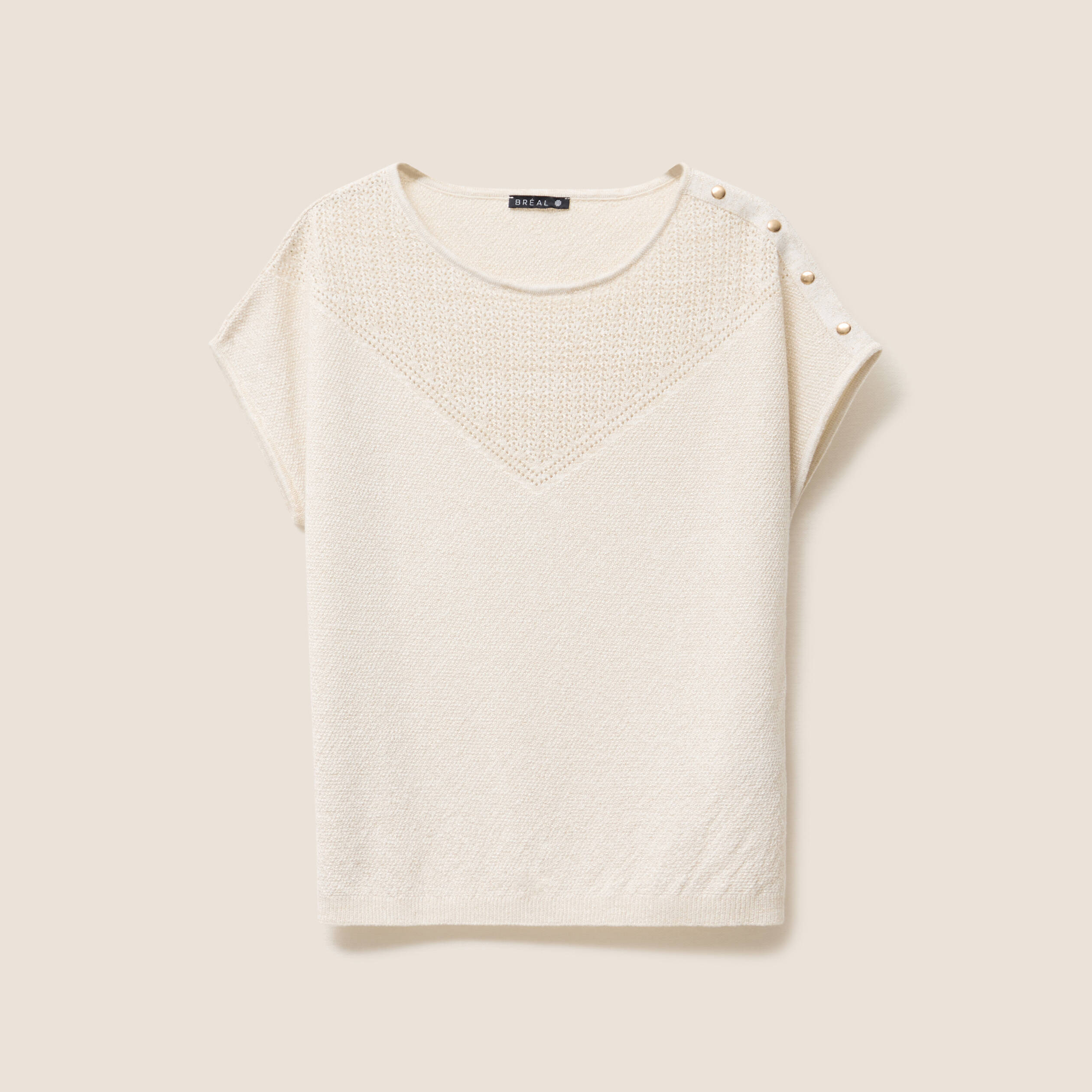 Pull manches courtes ecru femme