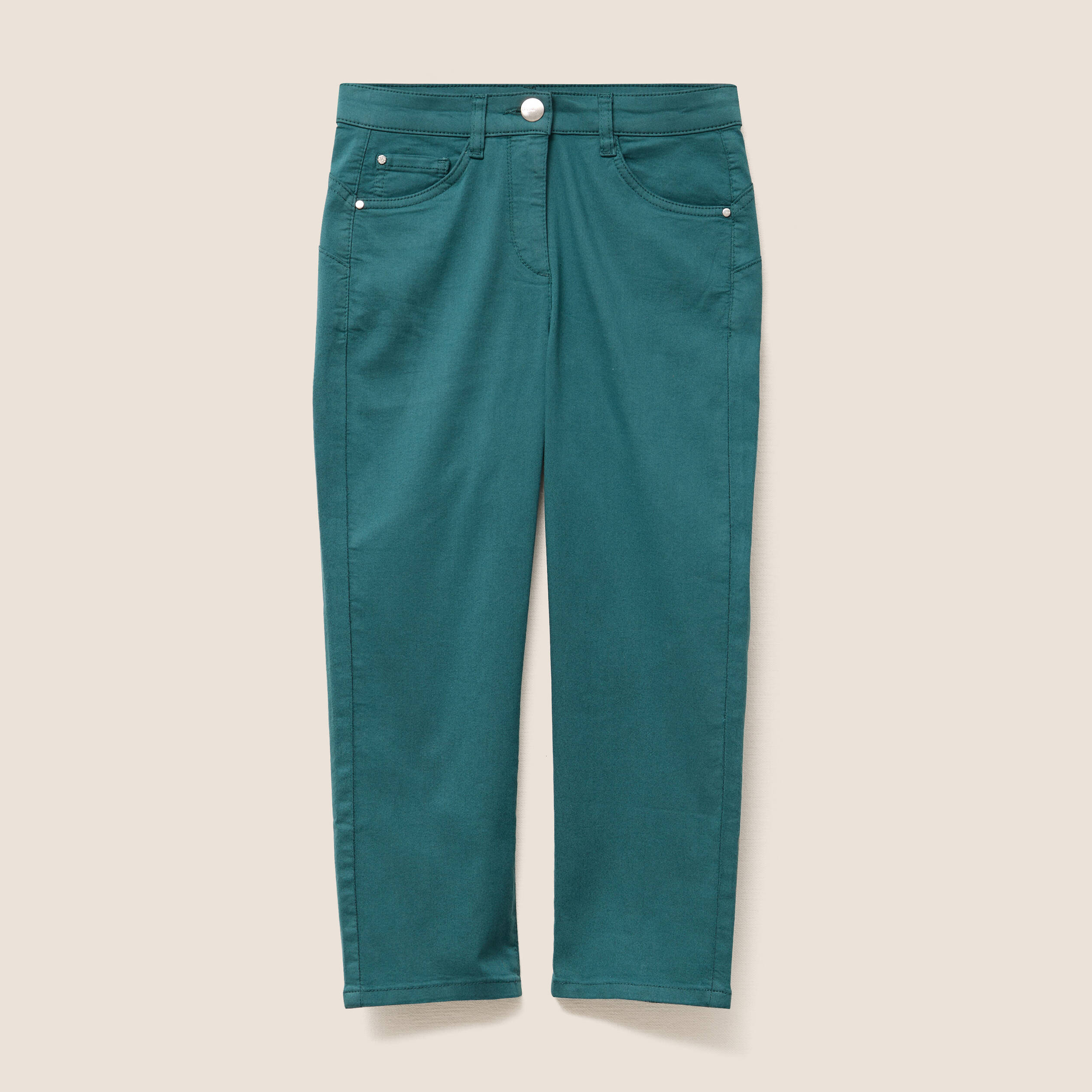 Pantacourt droit taille standard vert femme