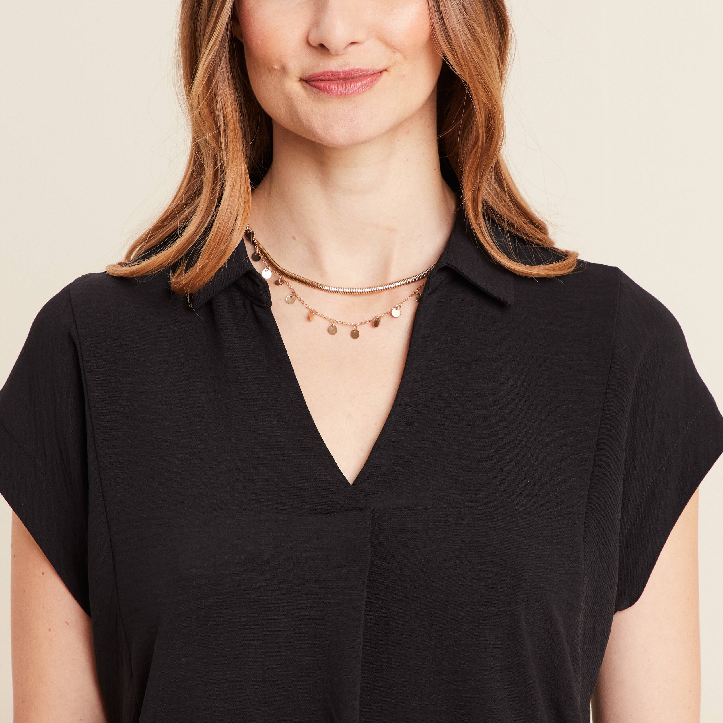 blouse manches courtes noir femme Blouse manches courtes noir femme