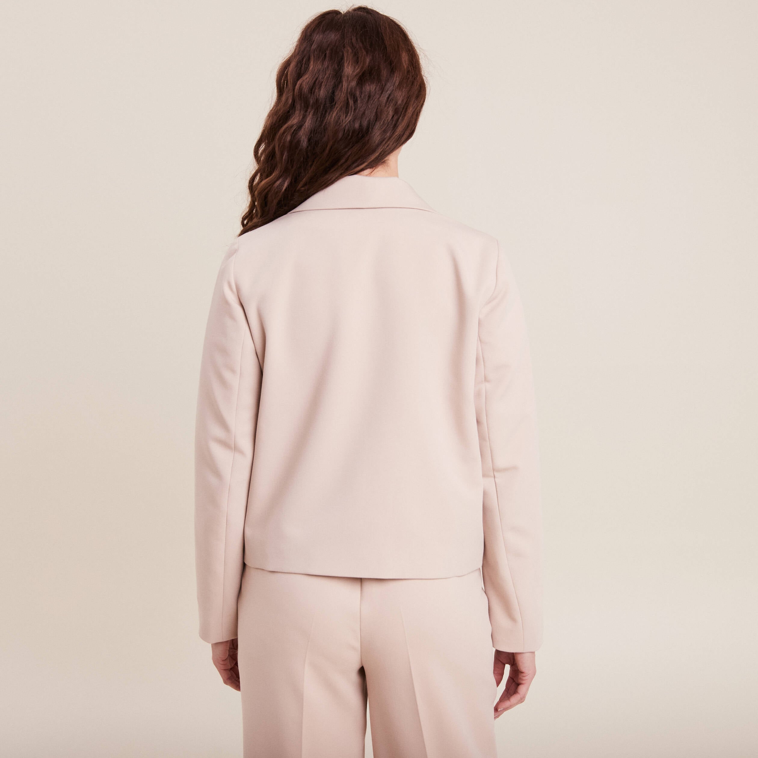 Veste tailleur courte sable femme