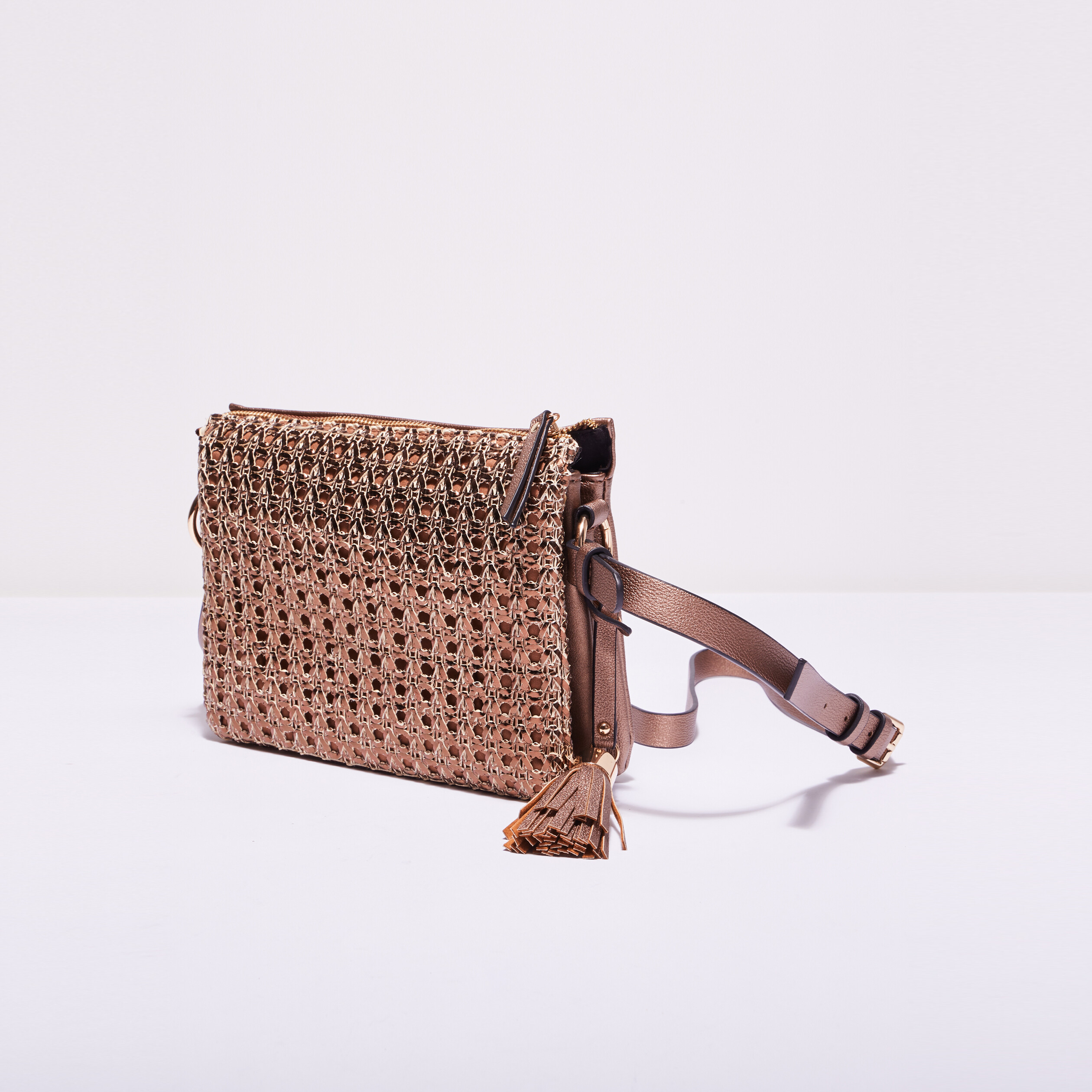Sac bandoulière métallisé rose clair femme