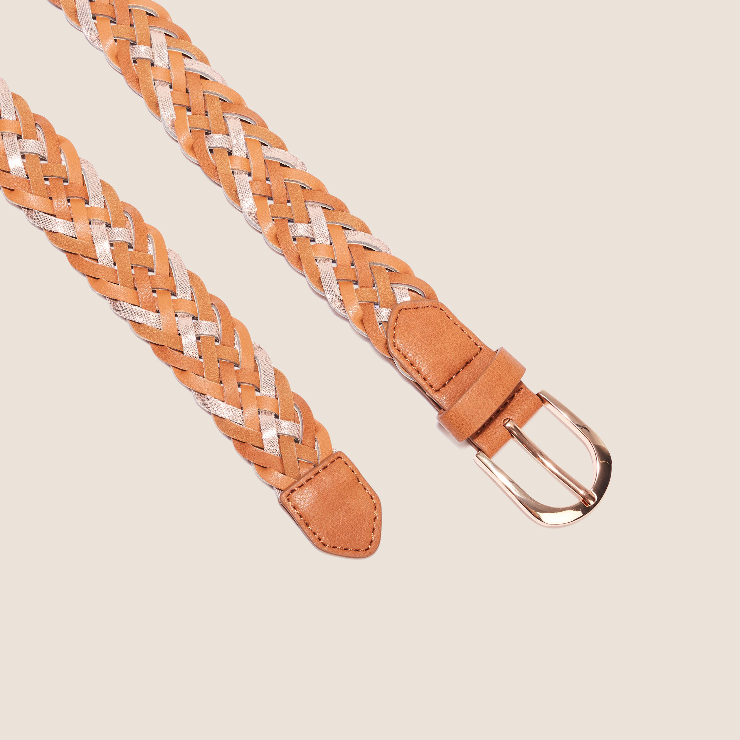 ceinture tressee irisee camel femme Ceinture tressée irisée camel femme