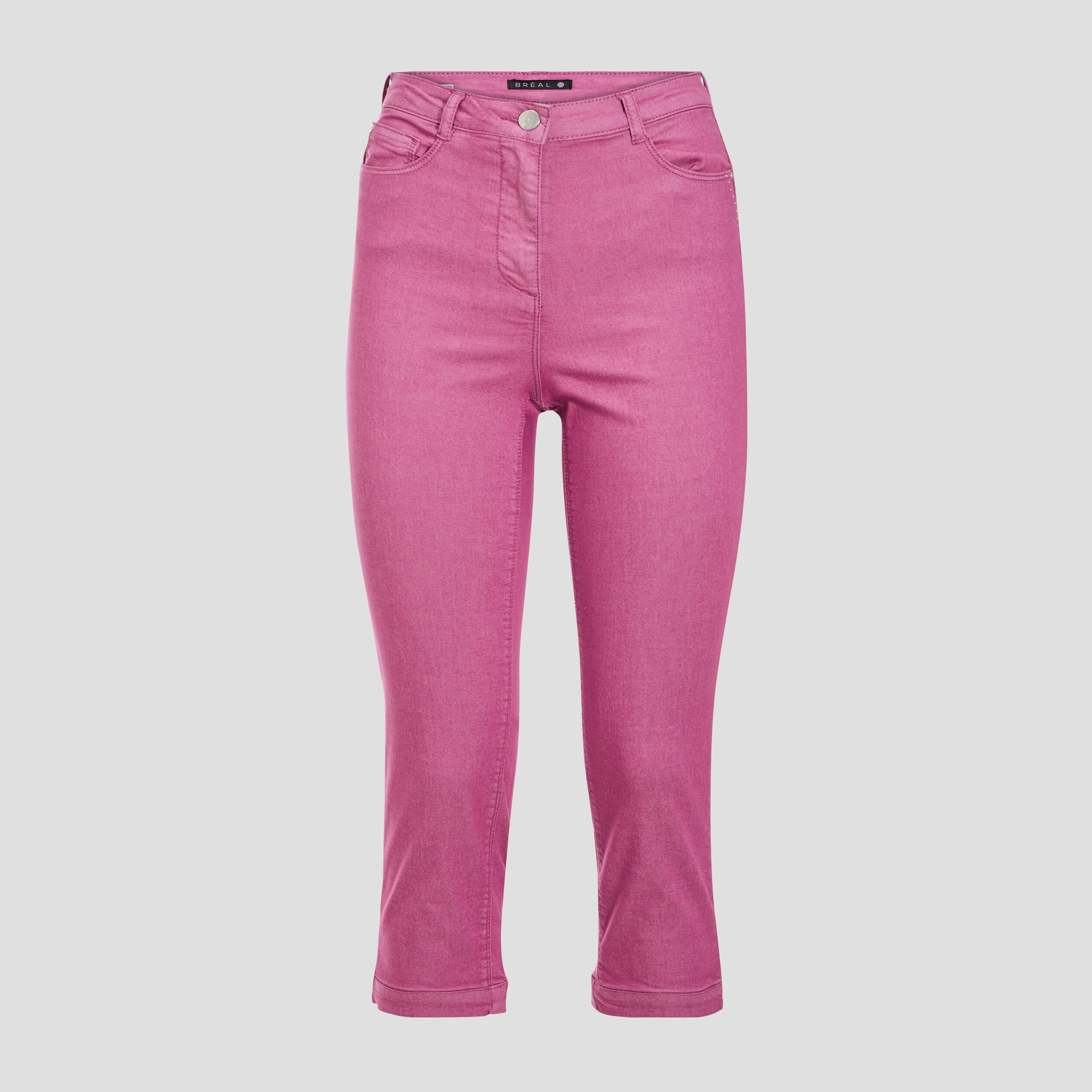 Pantacourt droit taille haute violet femme
