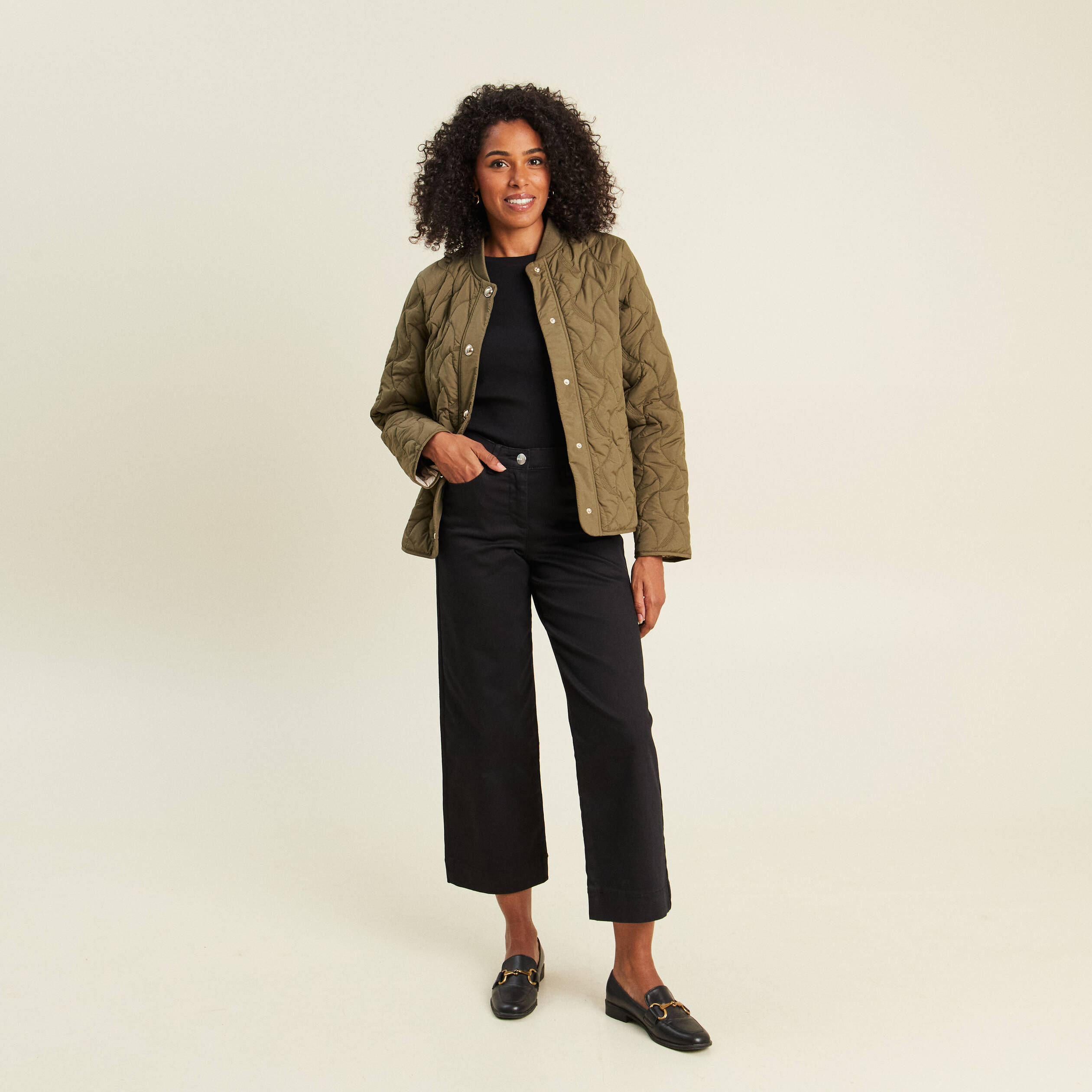 Doudoune doubl&eacute;e vert kaki femme