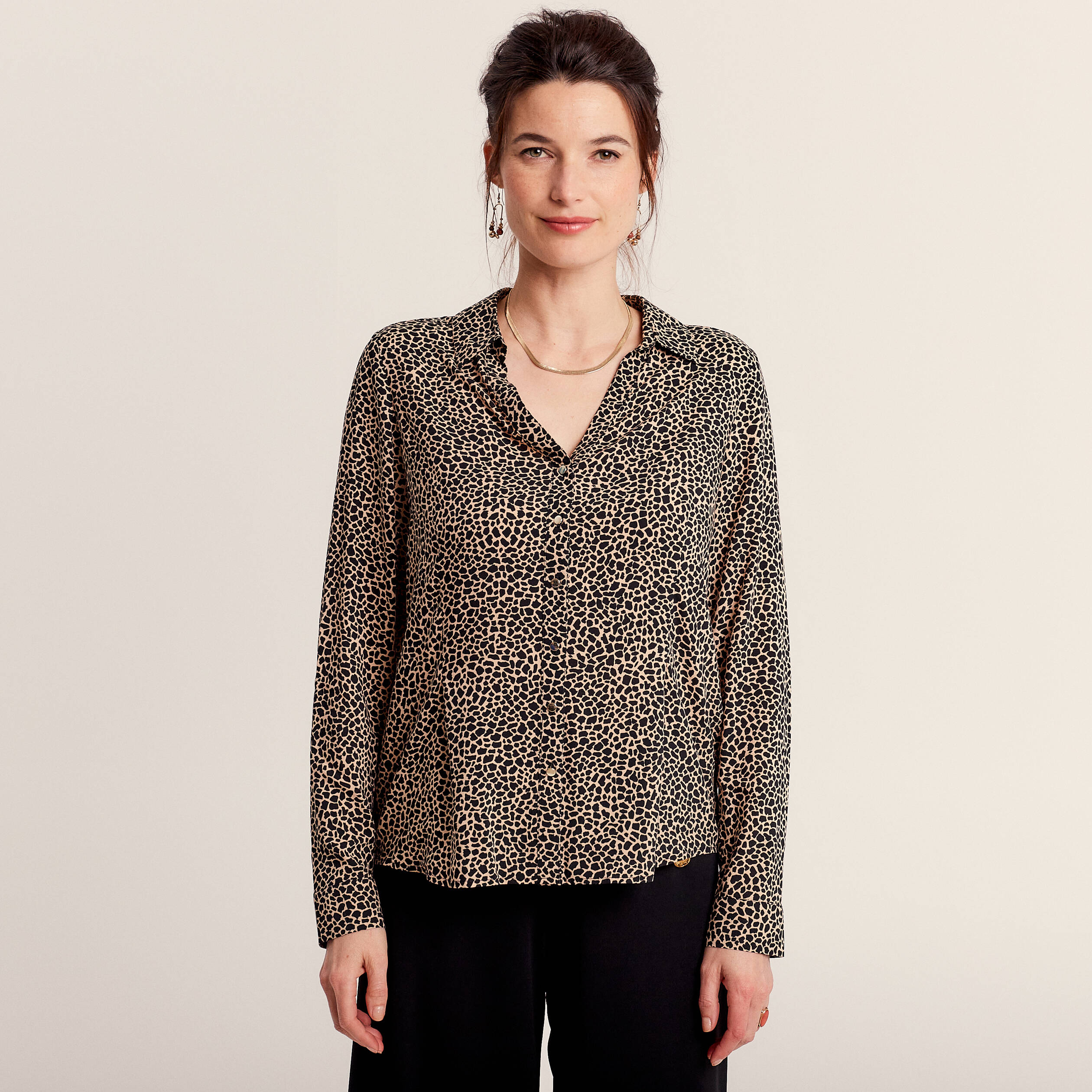 Chemise manches longues noir femme