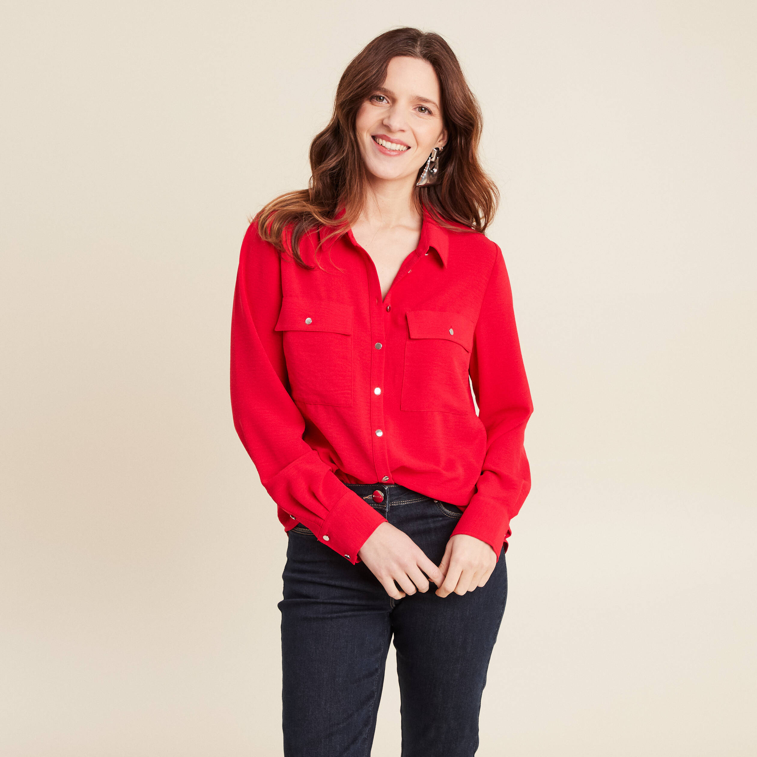 chemise manches longues rouge femme Chemise manches longues rouge femme