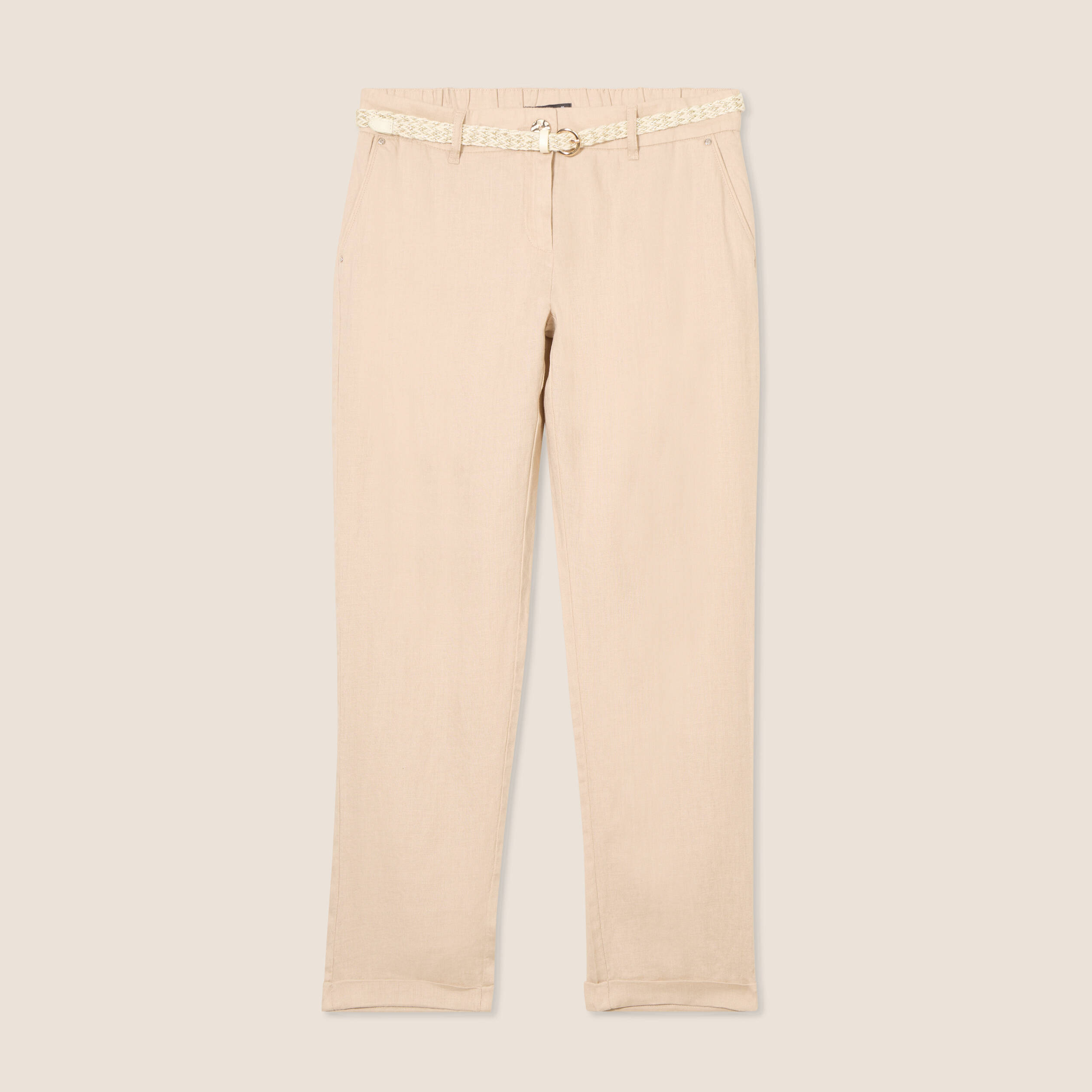 pantalon flou ceinture sable femme Pantalon flou ceinturé sable femme