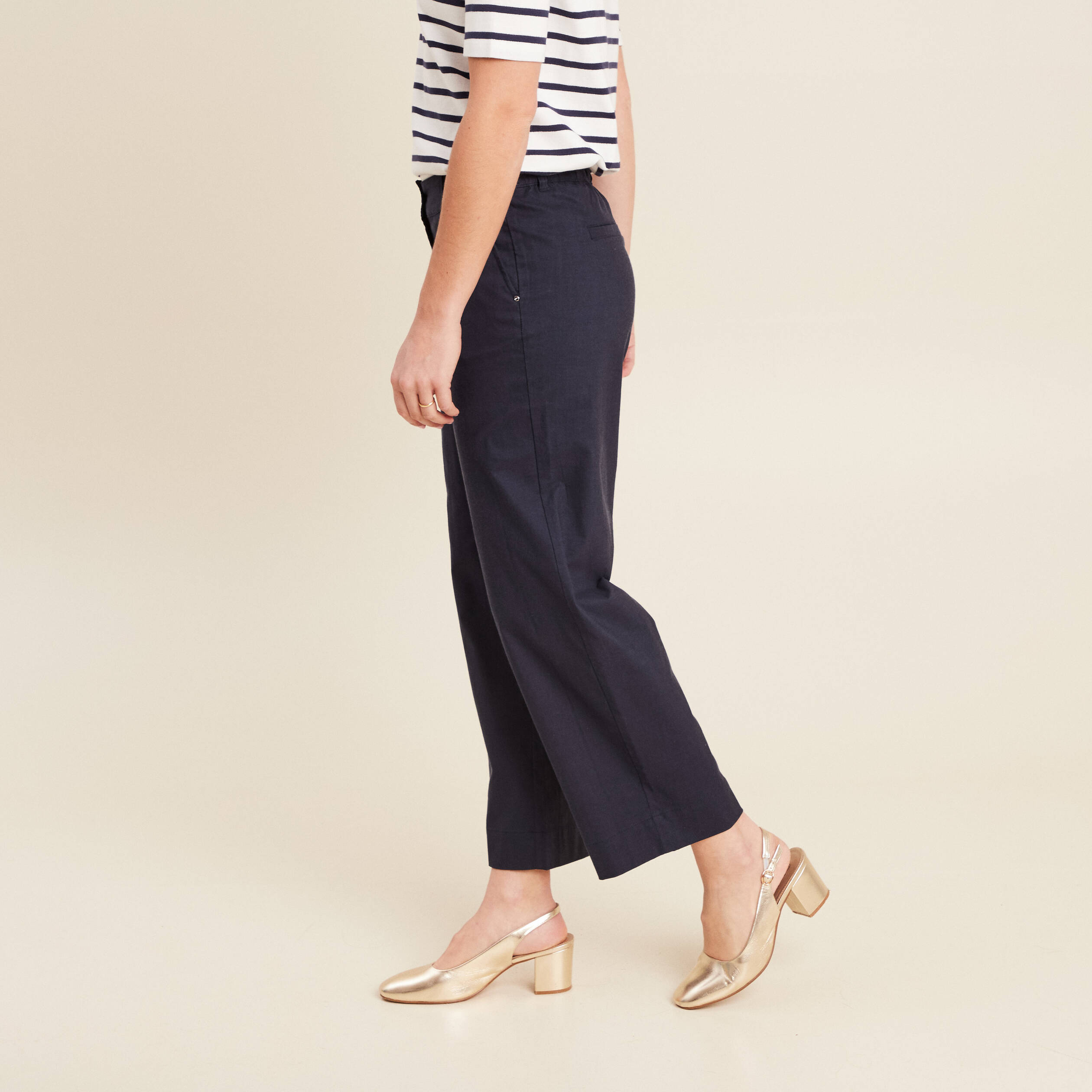 pantalon large 78eme bleu fonce femme Pantalon large 7/8ème bleu foncé femme
