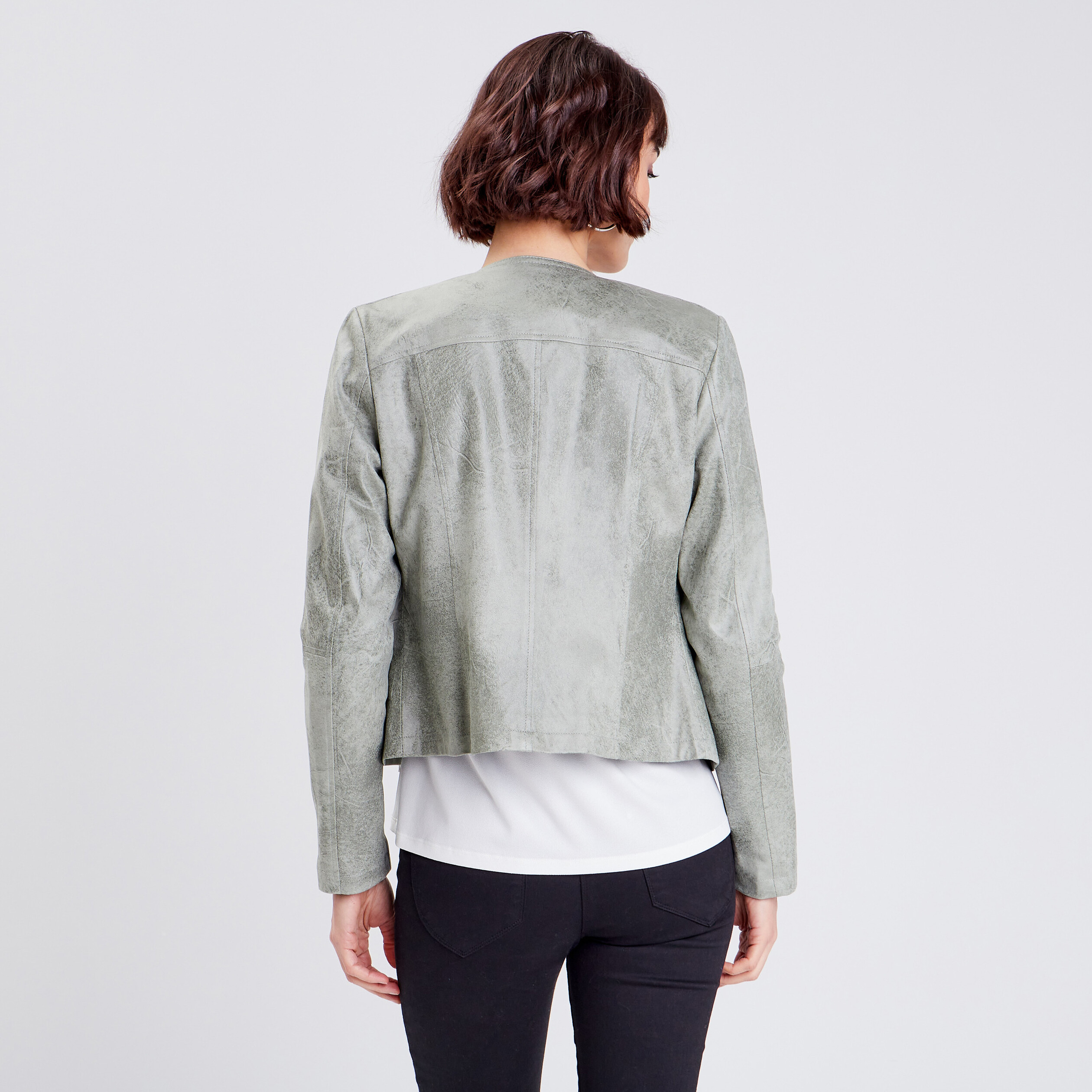 veste droite zippee vert clair femme Veste droite zippée vert clair femme