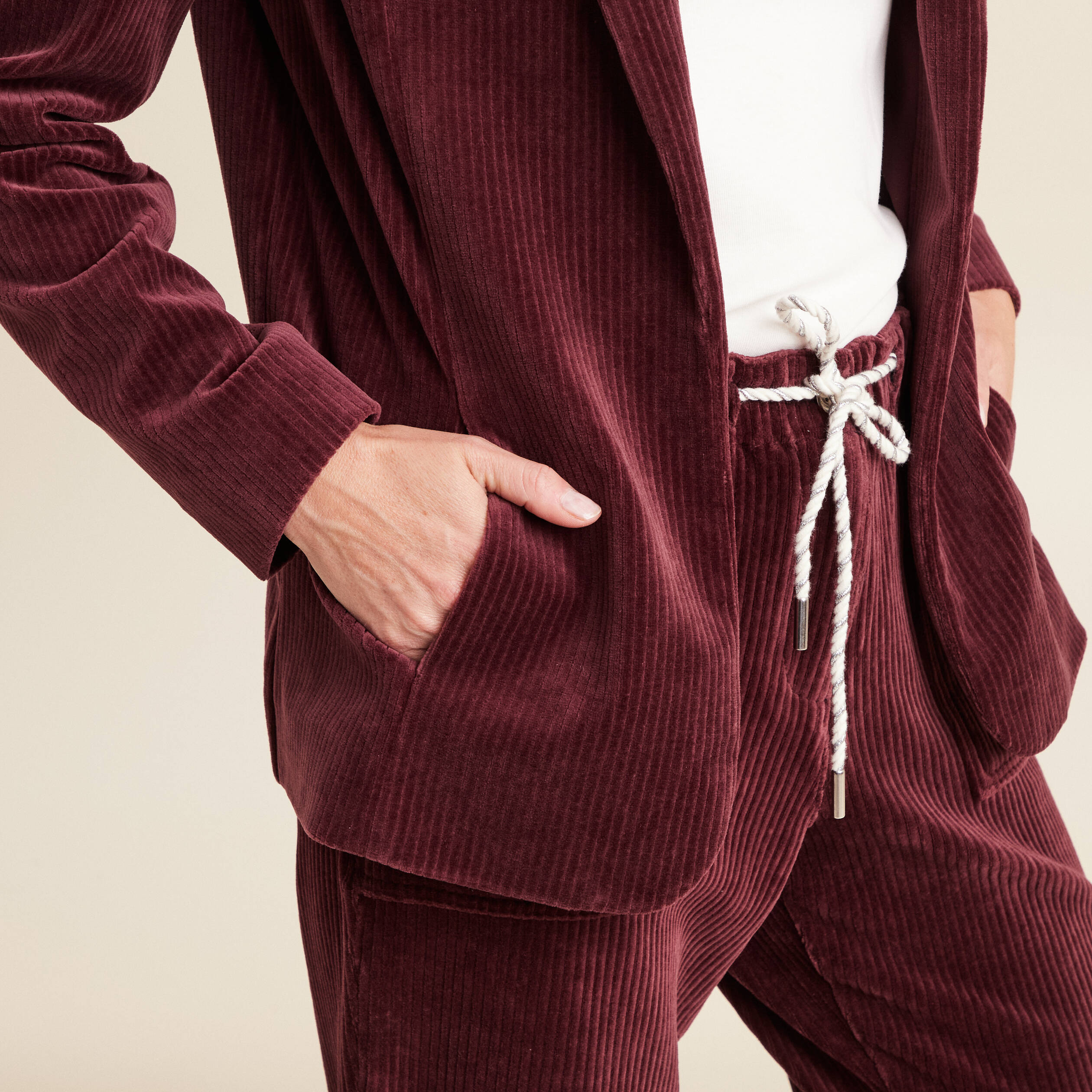 Veste tailleur velours bordeaux femme Vibs - Main Image