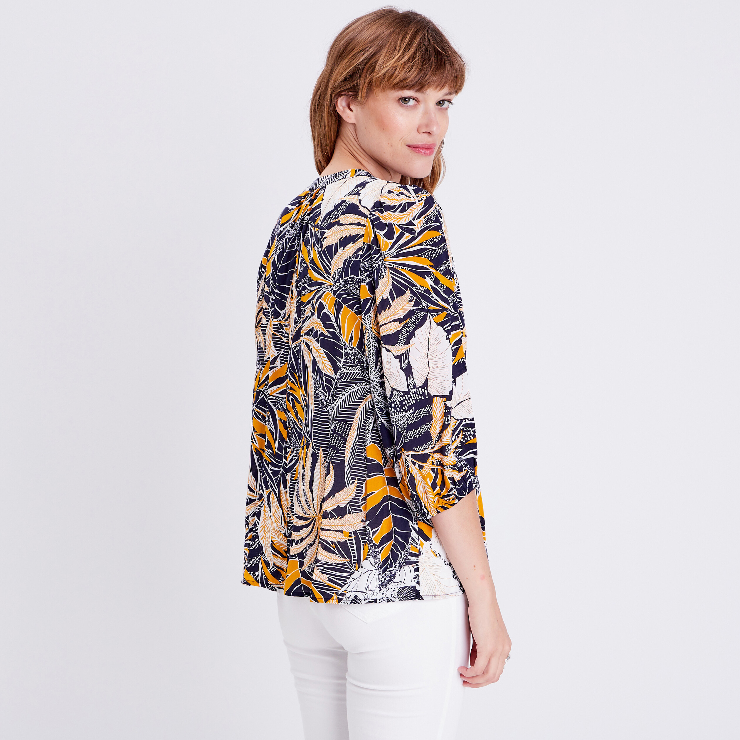 blouse manches 34 blanc femme Blouse manches 3/4 blanc femme