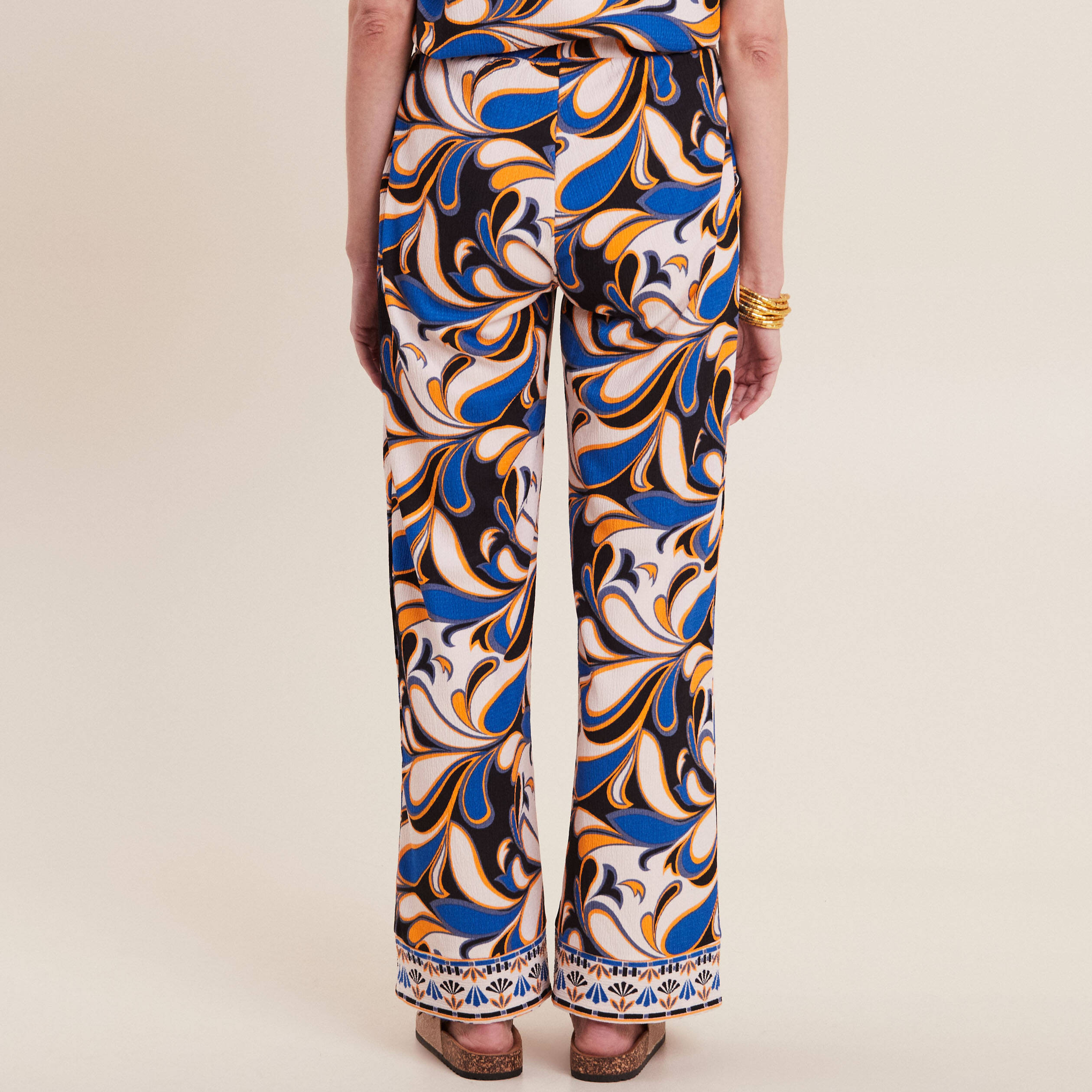 pantalon large a coulisse bleu femme Pantalon large à coulisse bleu femme