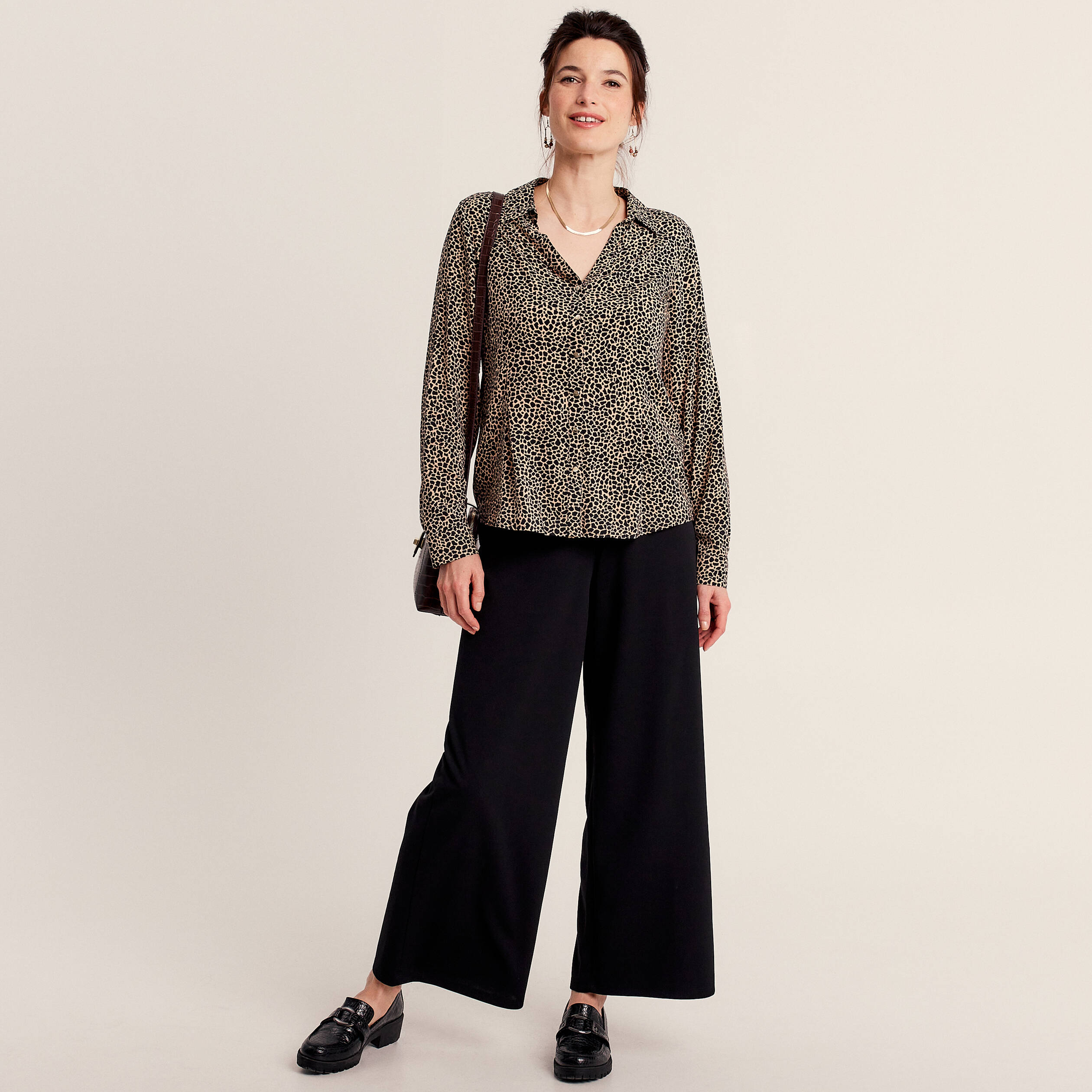 Chemise manches longues noir femme