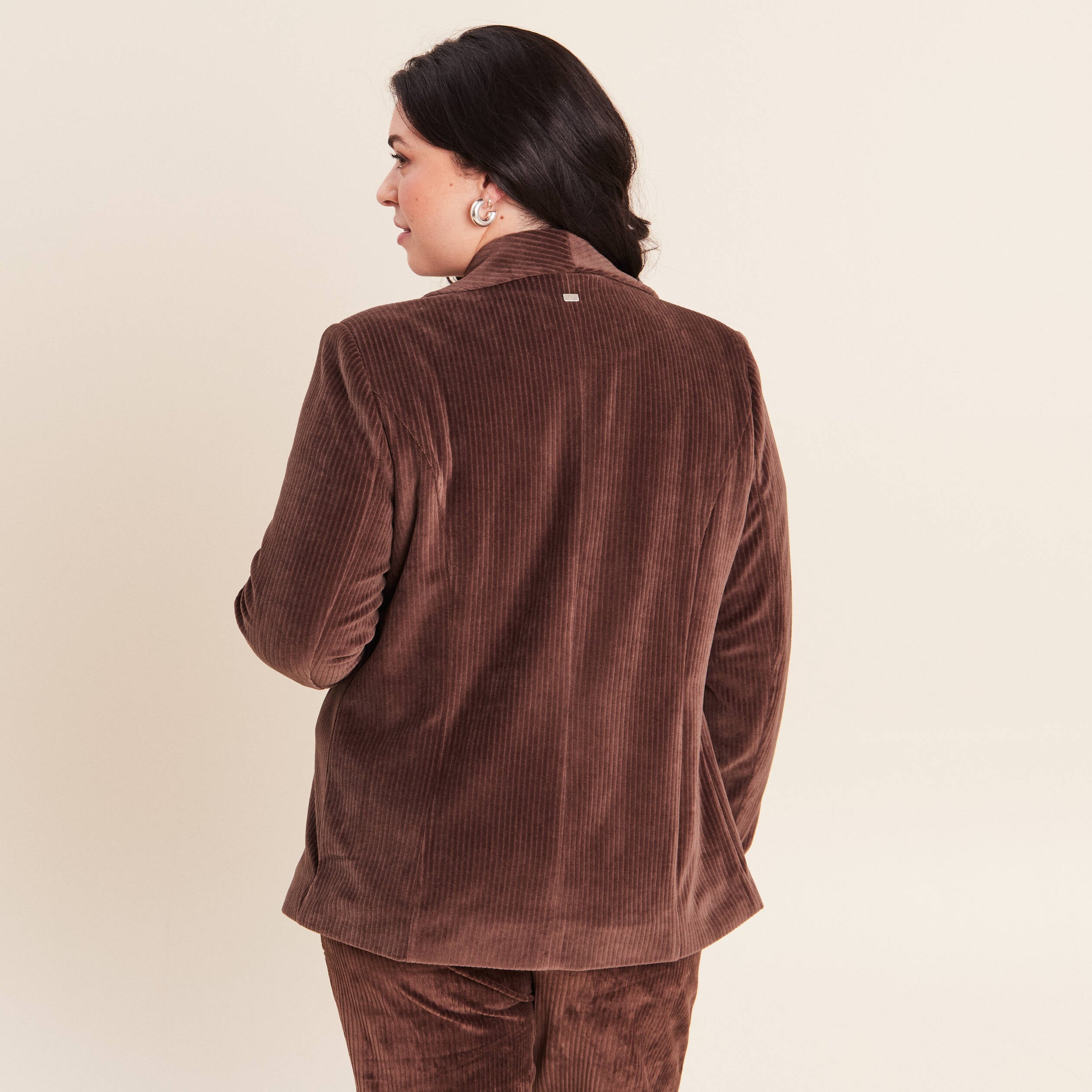 Veste tailleur velours marron femme