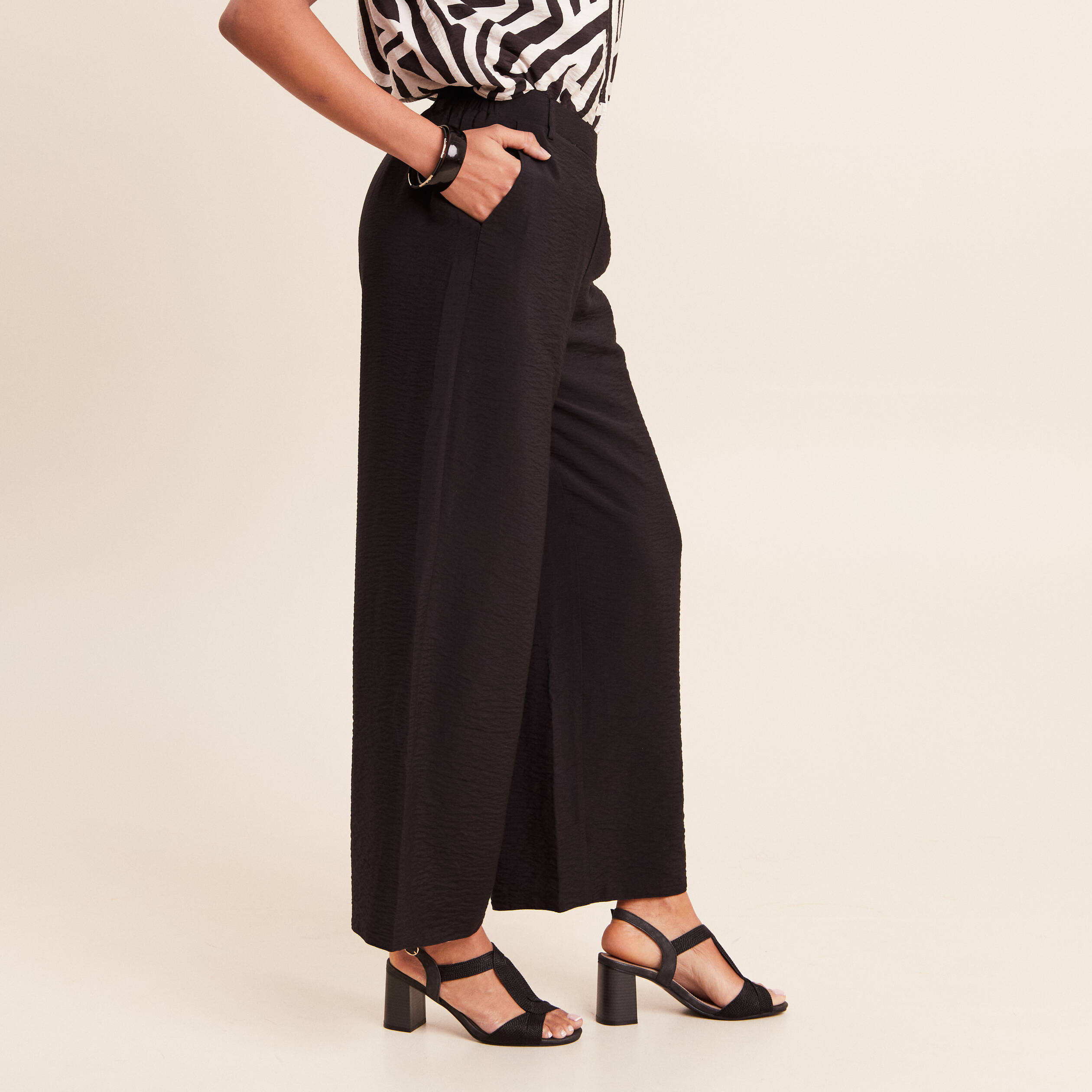 Pantalon magique Le R&eacute;versible large noir femme
