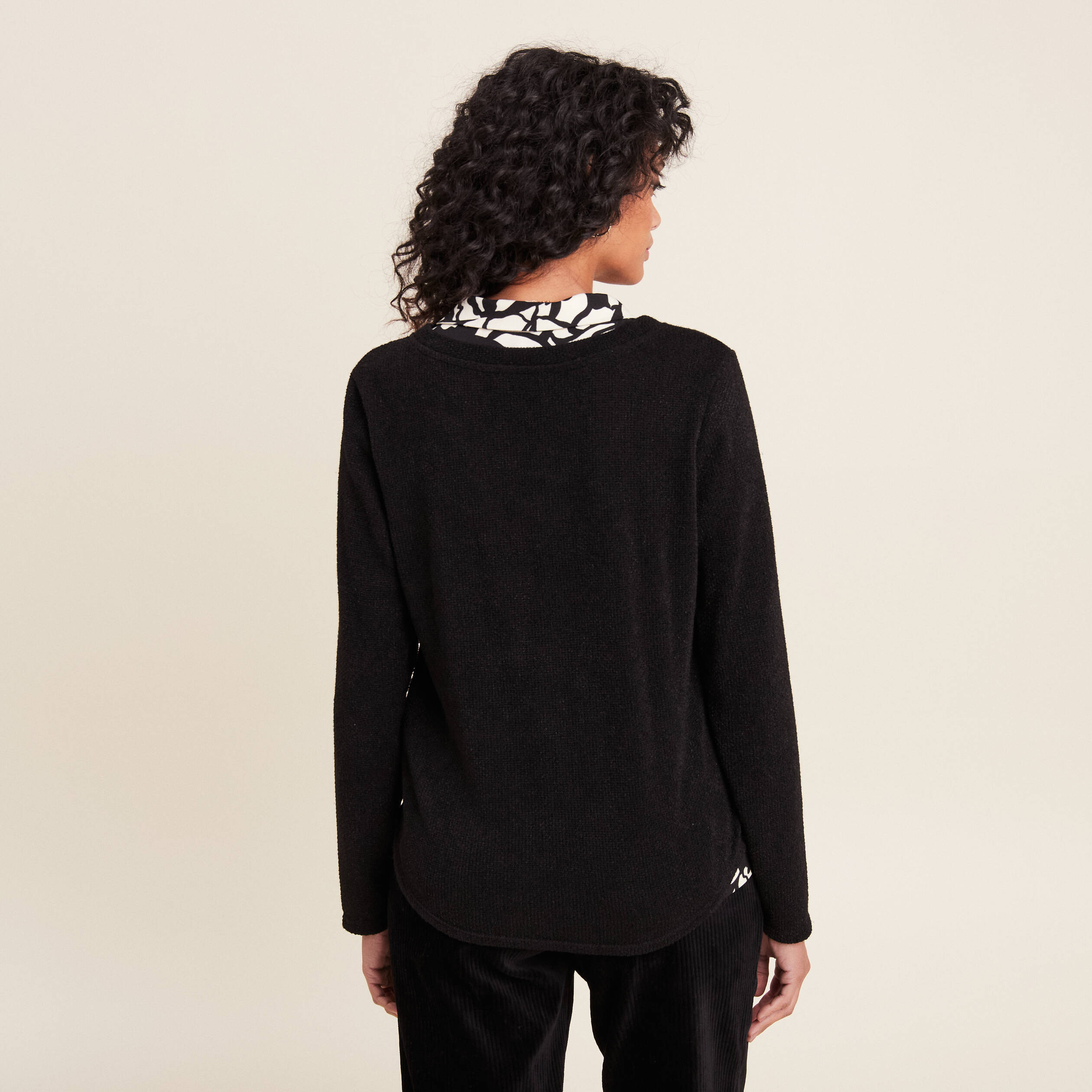 t shirt manches longues noir femme T-shirt manches longues noir femme