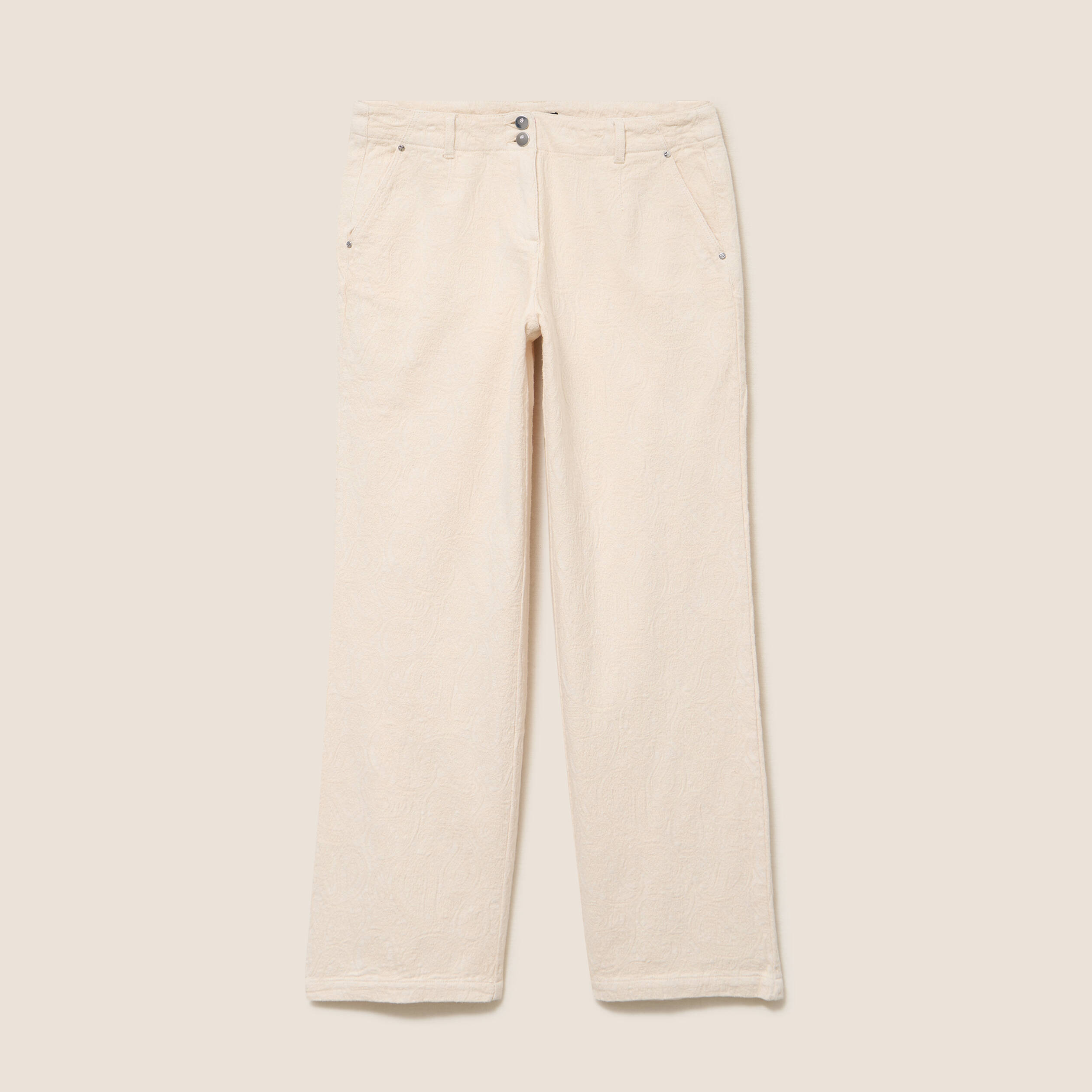 Pantalon coupe droite taille standard ivoire femme