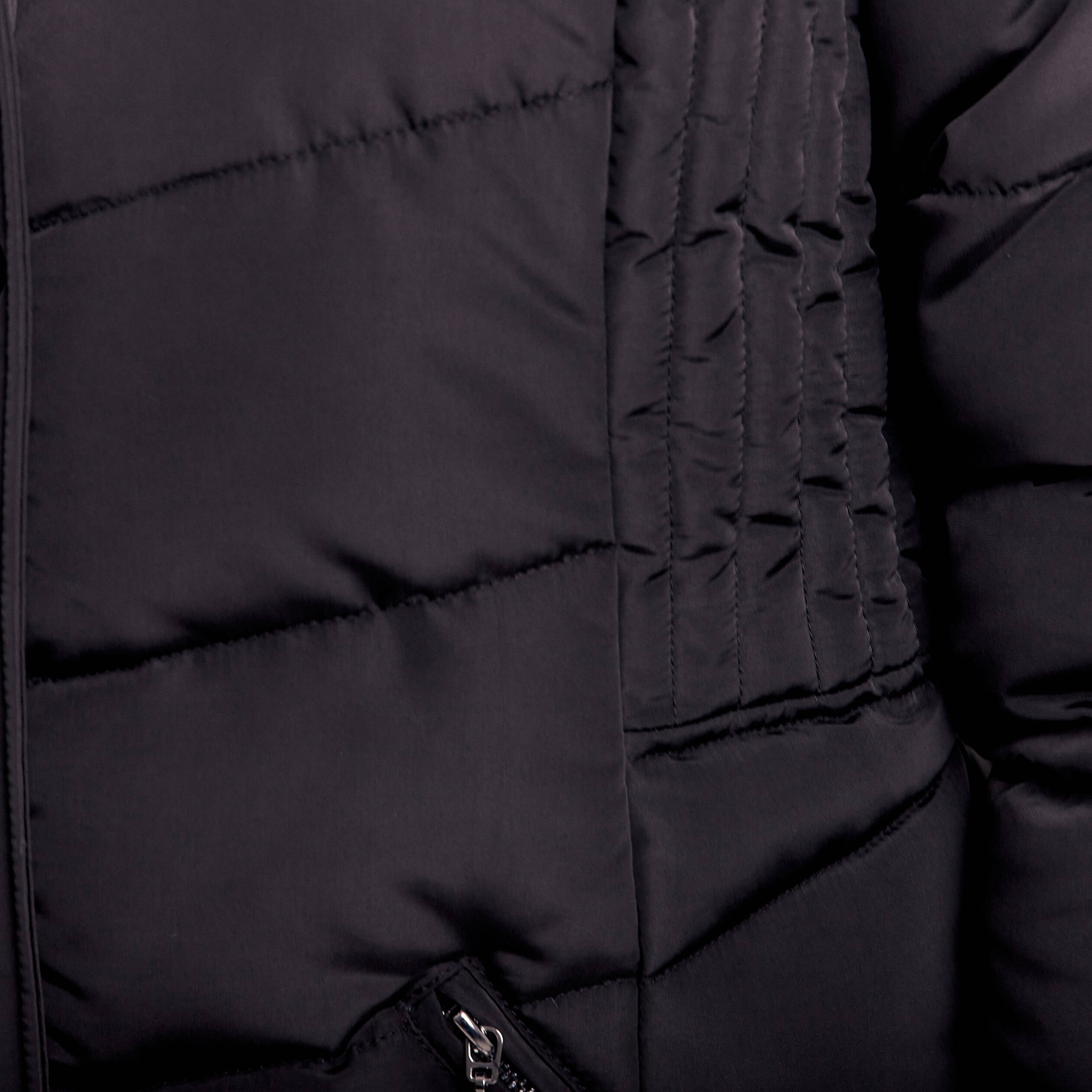 Doudoune longue à capuche noir femme