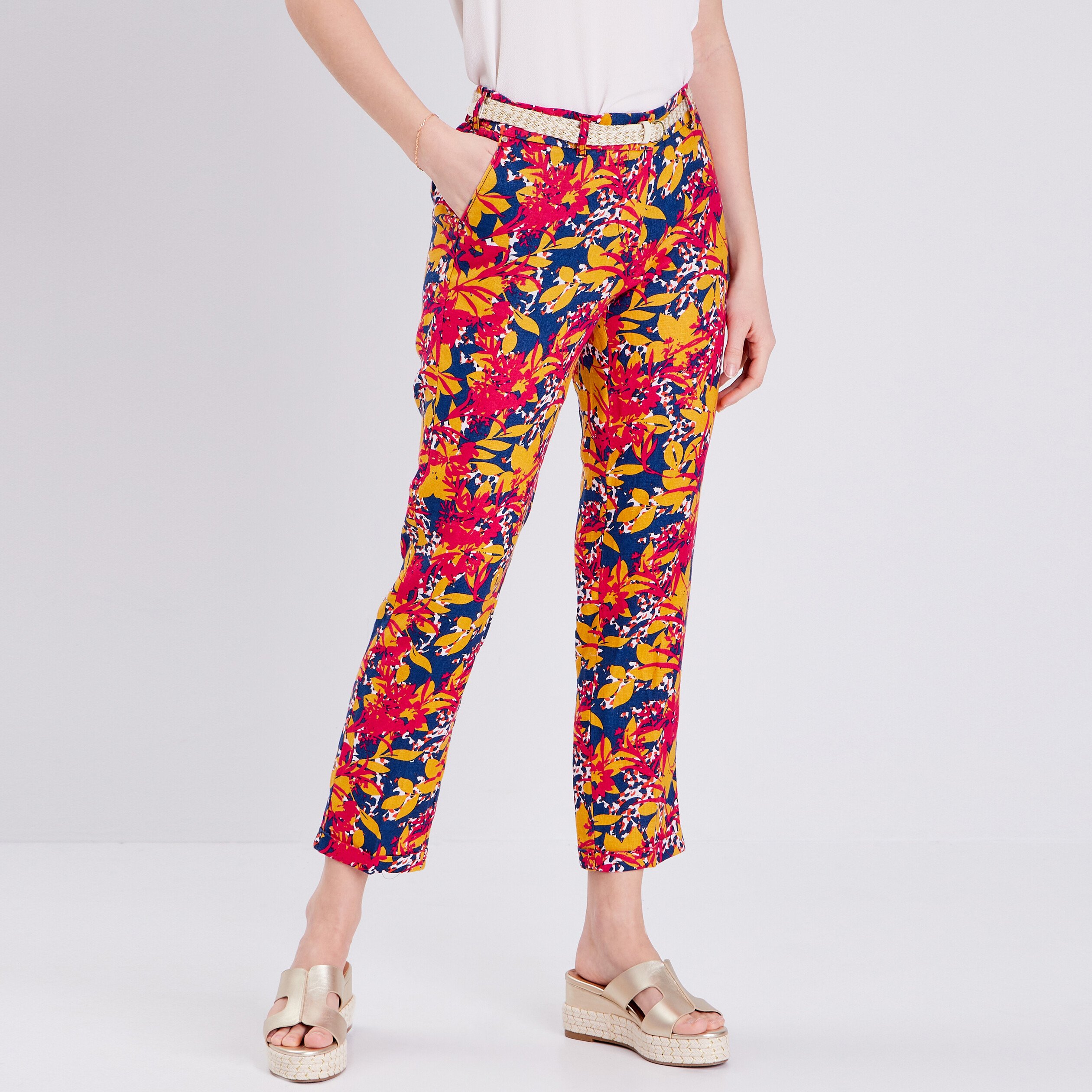 pantalon a ceinture multicolore femme Pantalon à ceinture multicolore femme