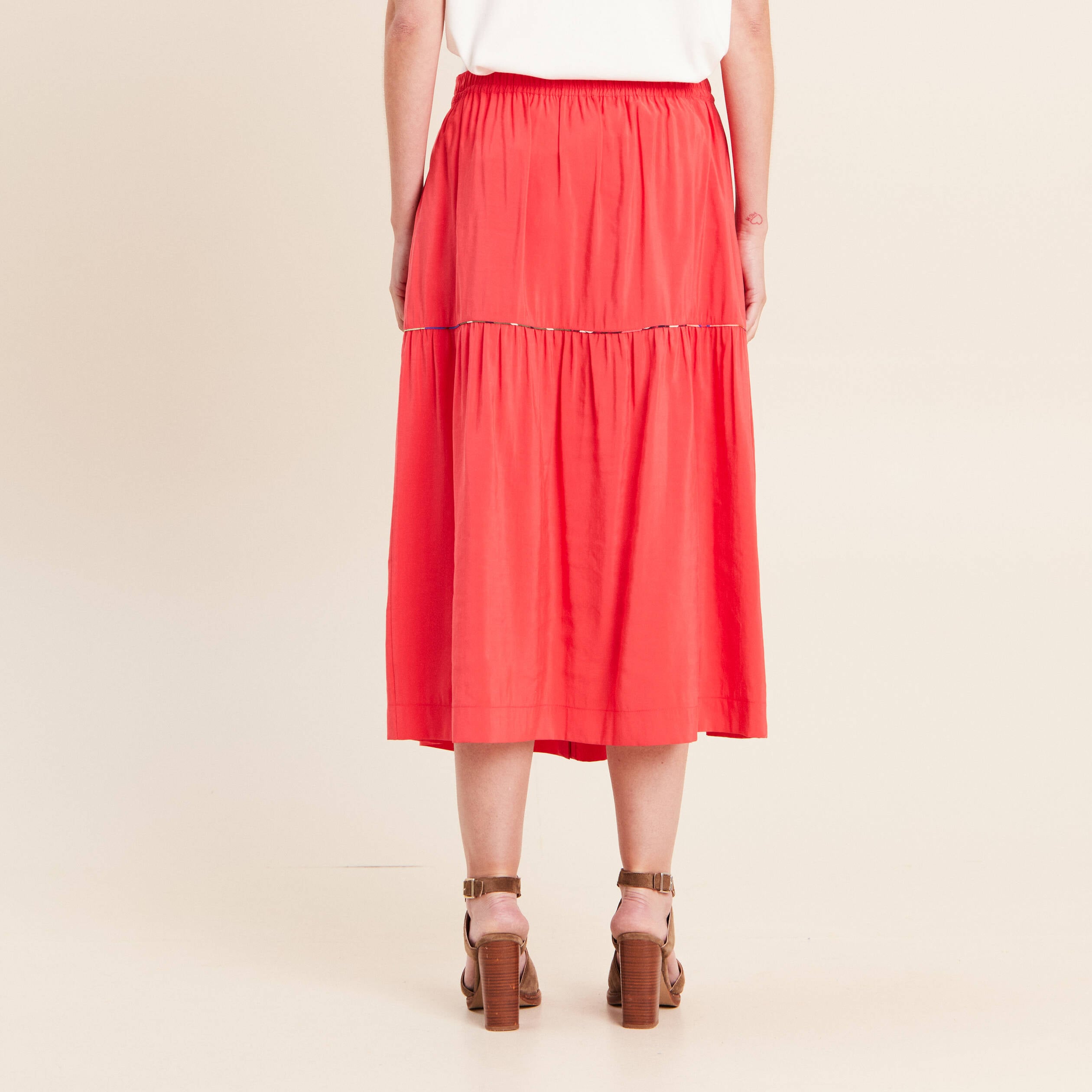 Jupe midi rouge femme