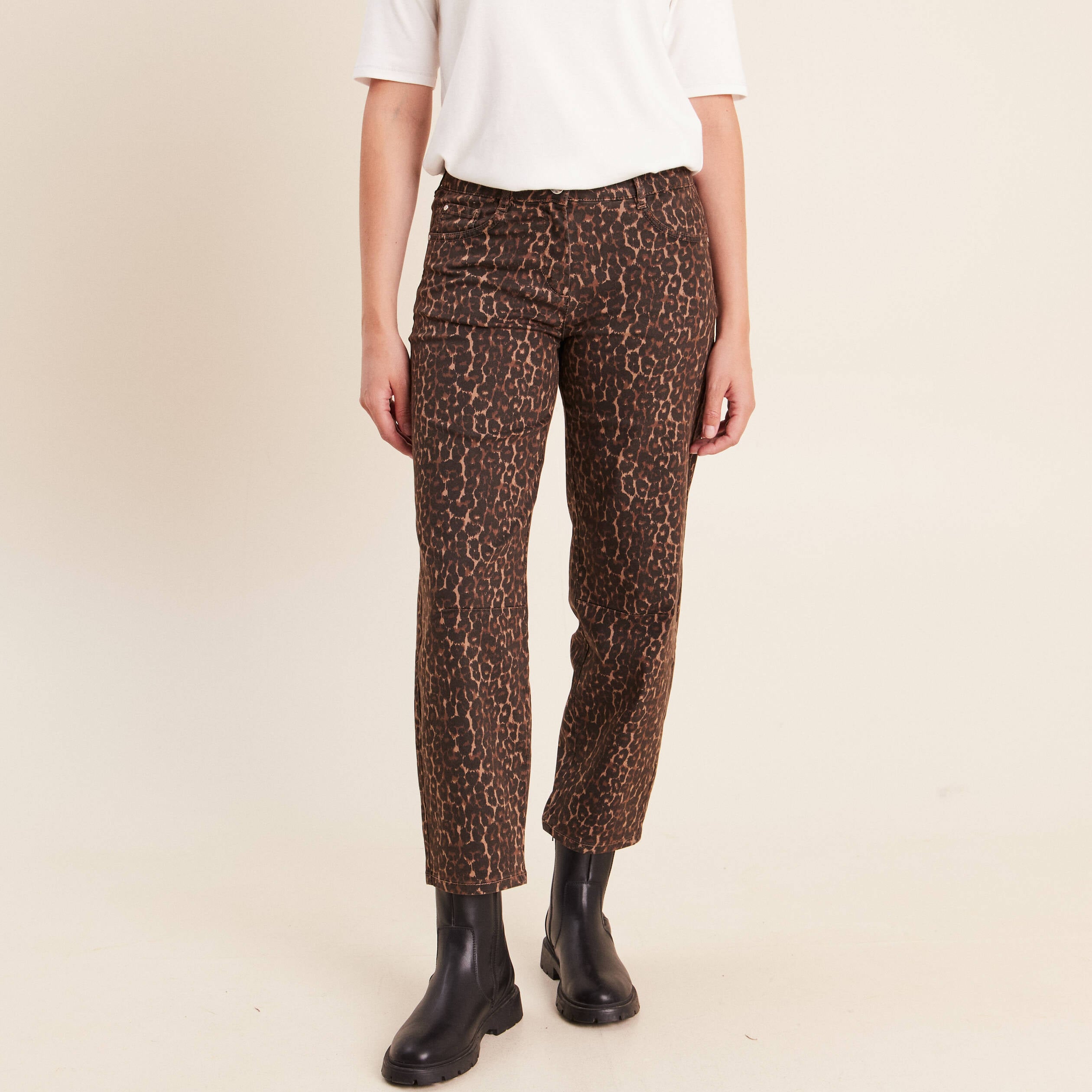 Pantalon magique Le L&eacute;ger coupe barrel marron cognac femme