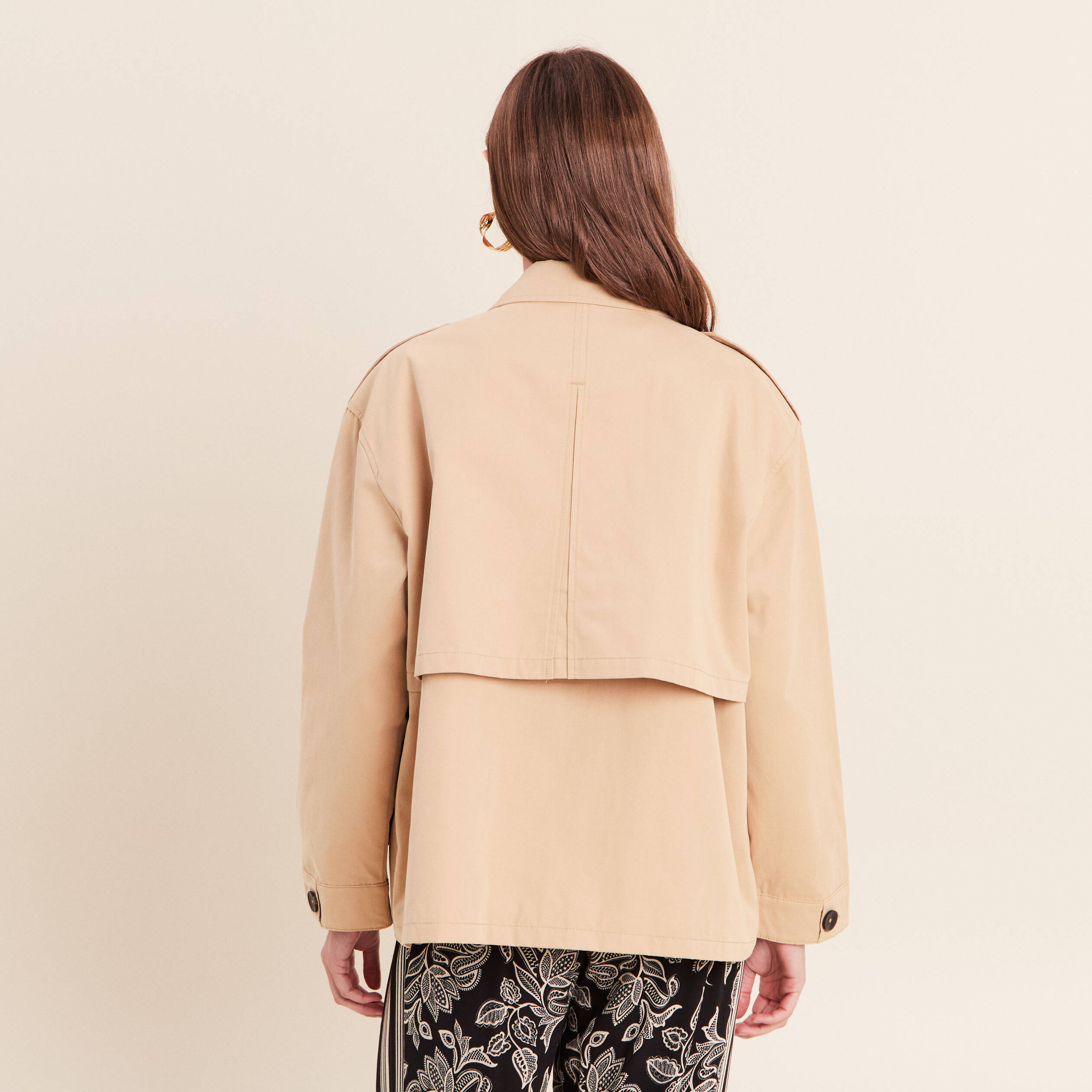 Trench col montant doubl&eacute; beige femme