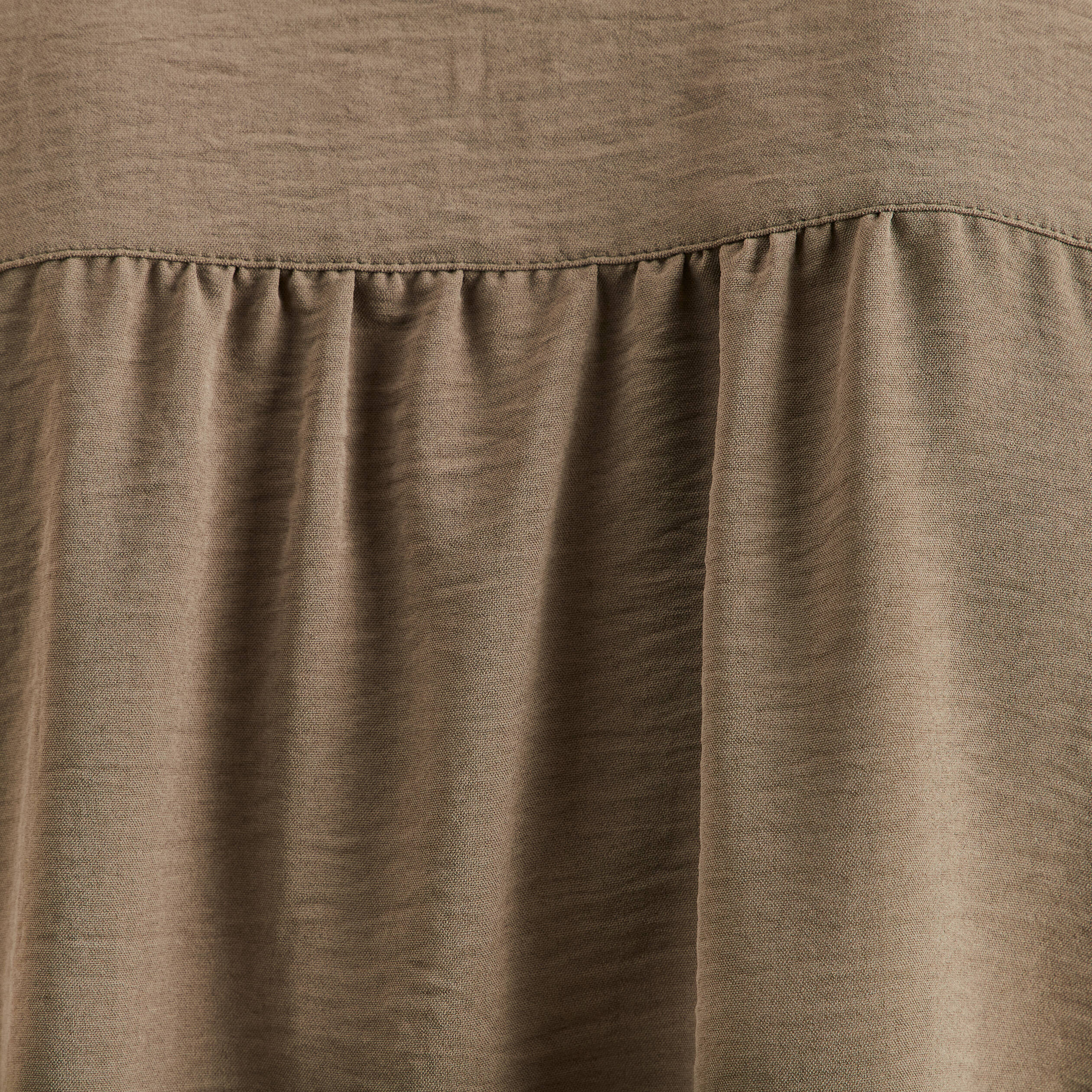 Blouse manches longues col ras du cou vert kaki femme