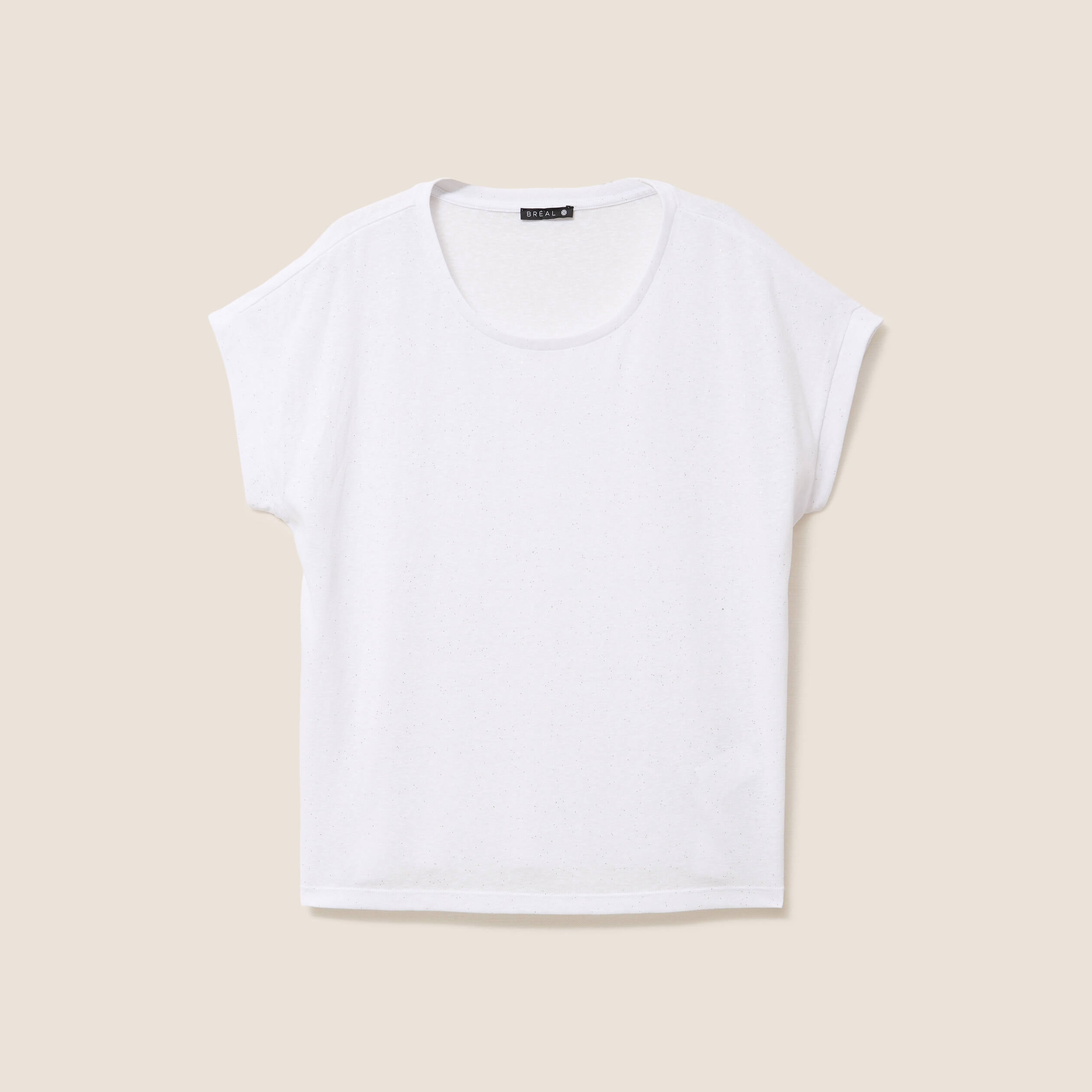 T-shirt &agrave; paillettes manches courtes blanc femme