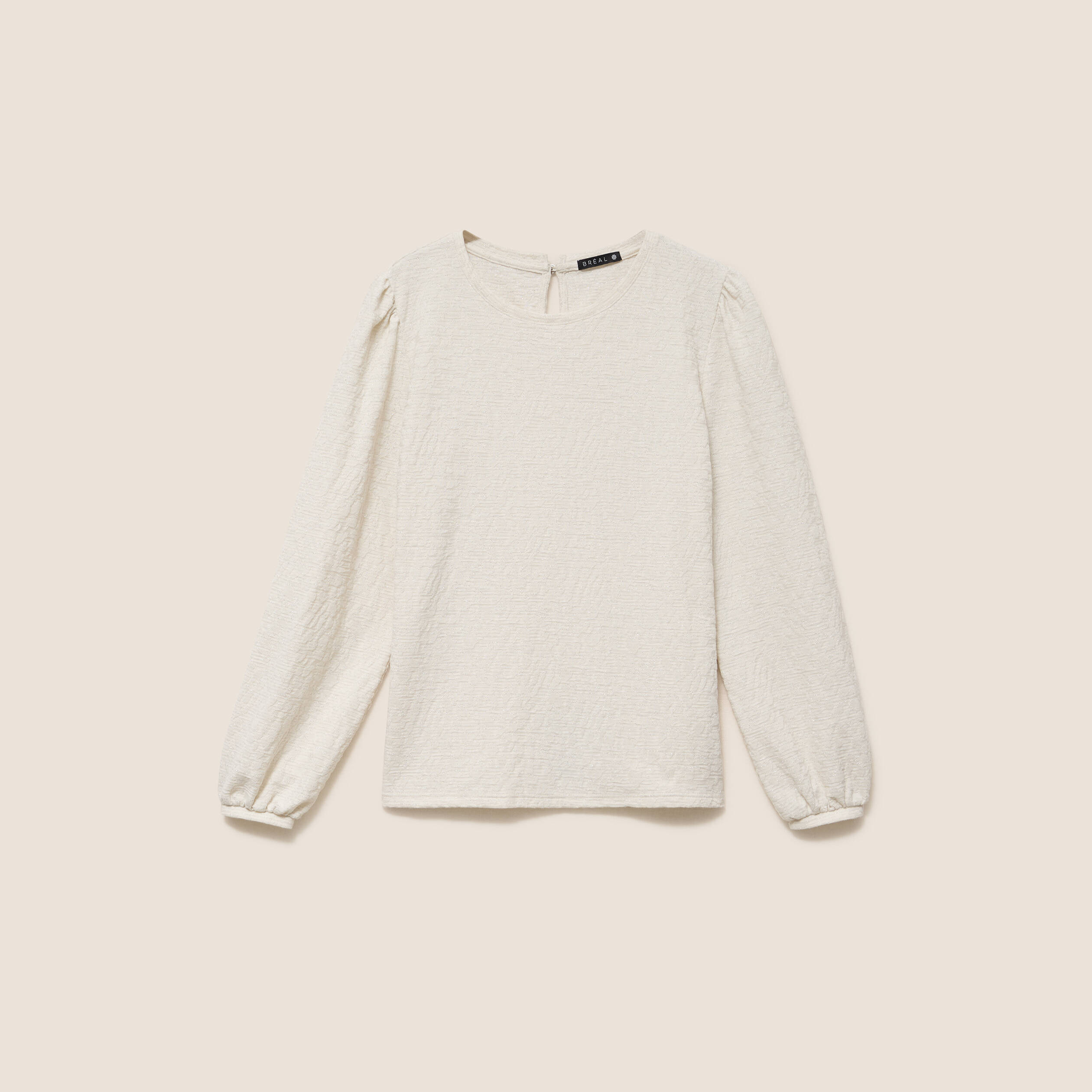 Blouse col rond manches longues ivoire femme