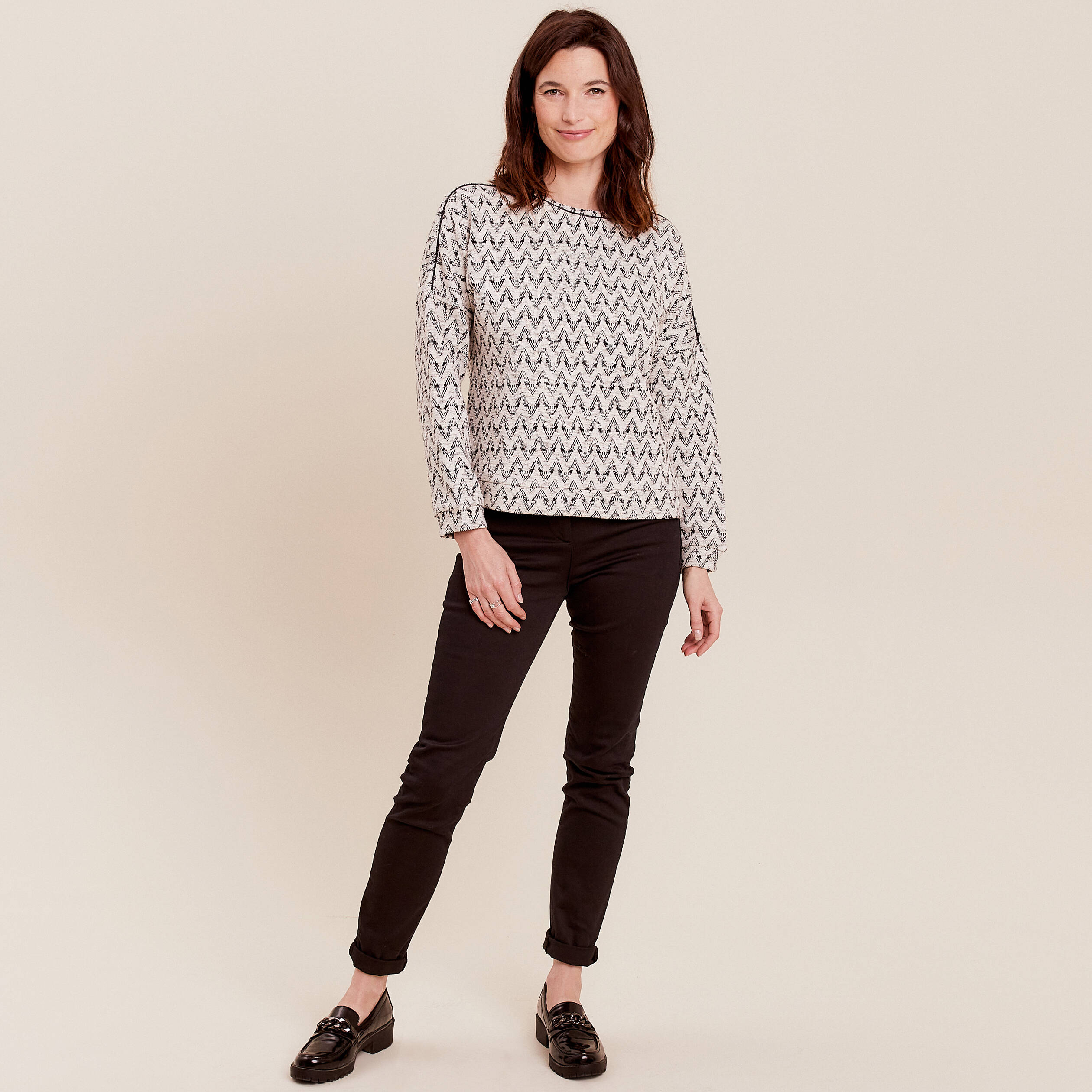 T-shirt manches 3/4 noir femme