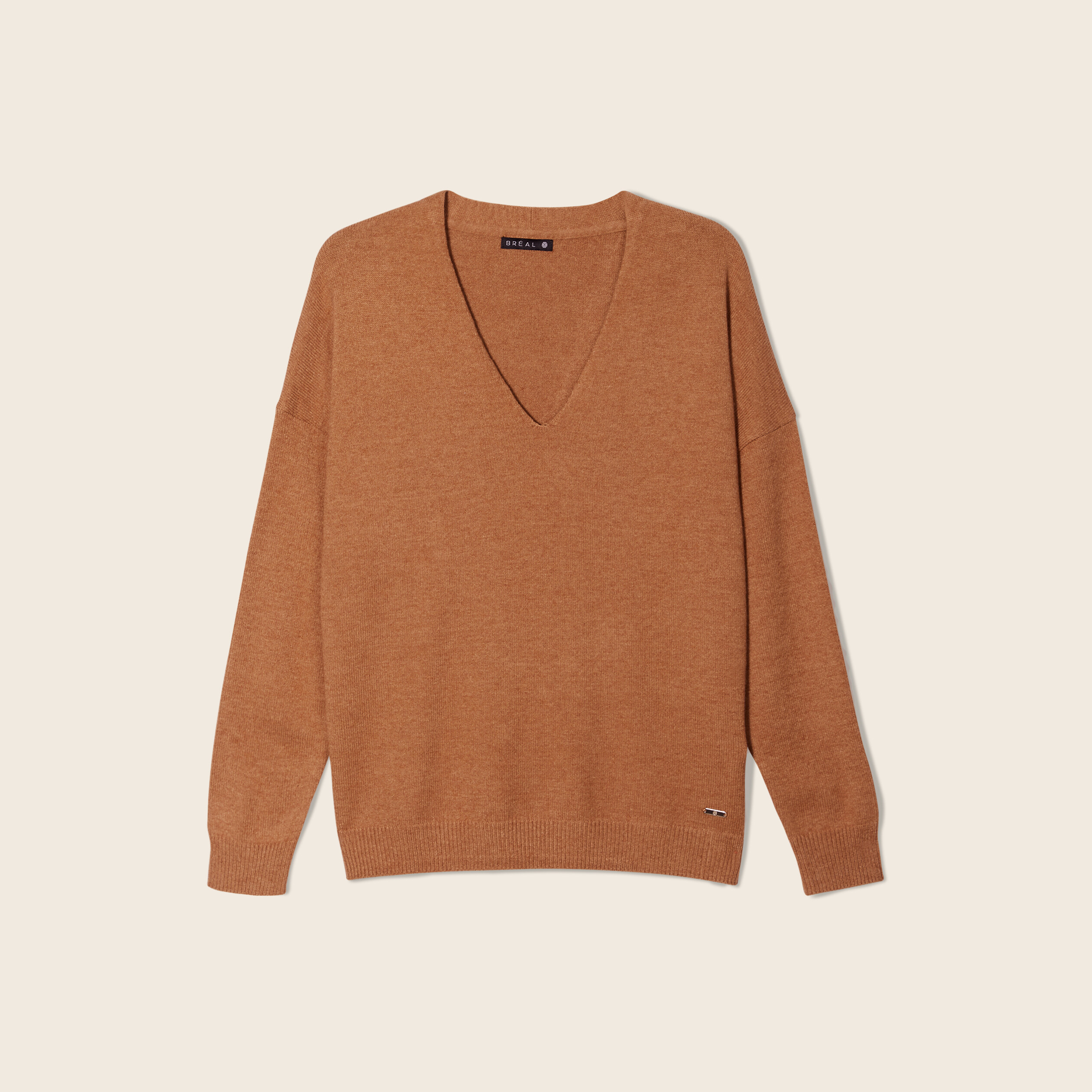 Pull manches longues camel femme