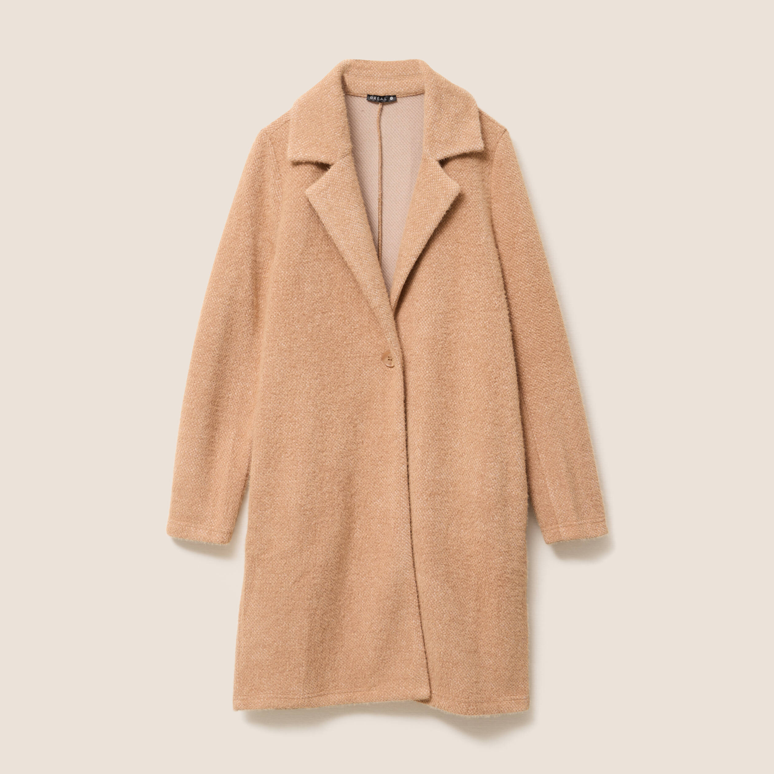 Gilet long boutonn&eacute; marron clair femme