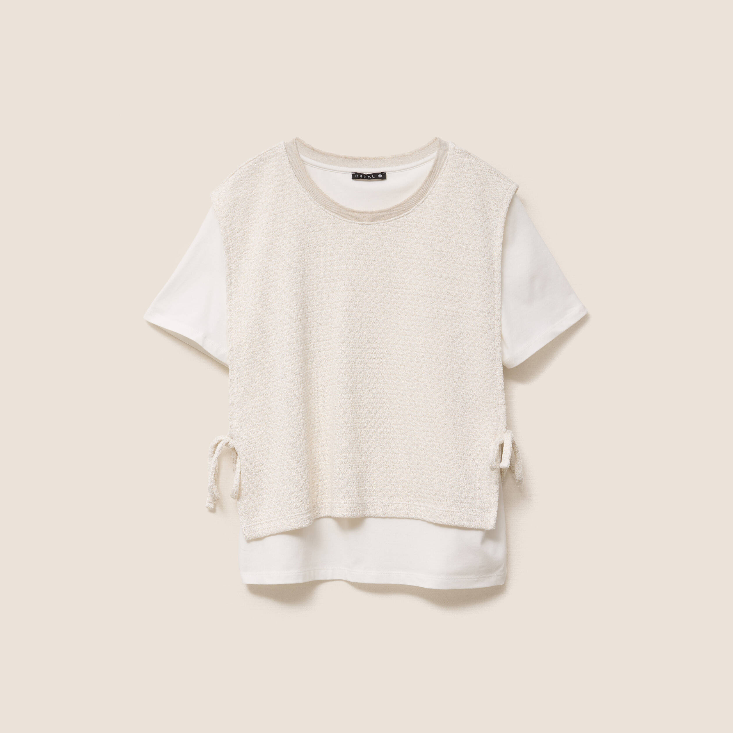 pull col rond manches courtes ecru femme Pull col rond manches courtes ecru femme