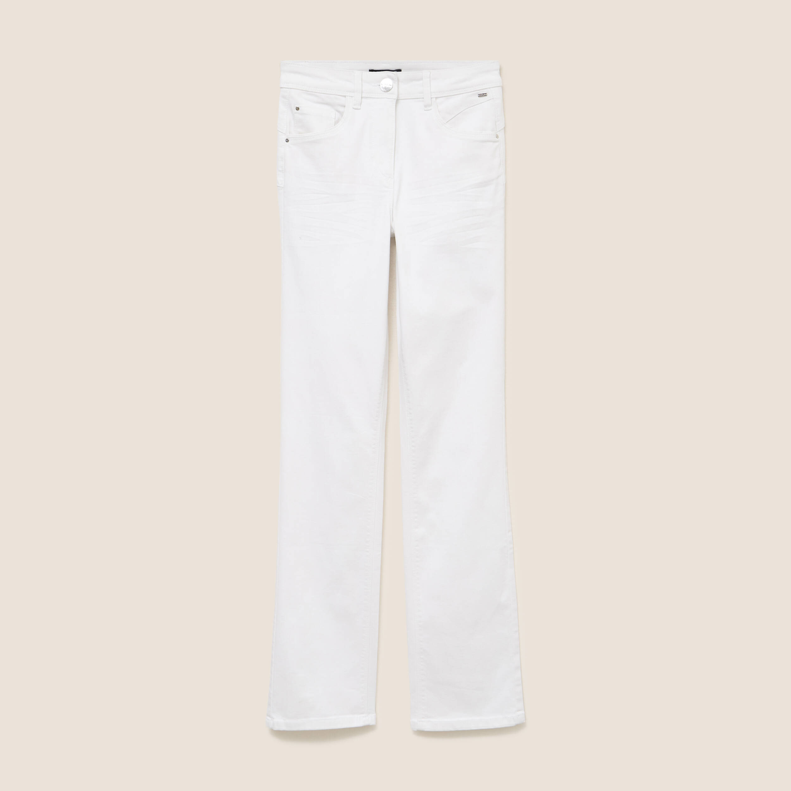 Jean coupe droite taille haute blanc femme