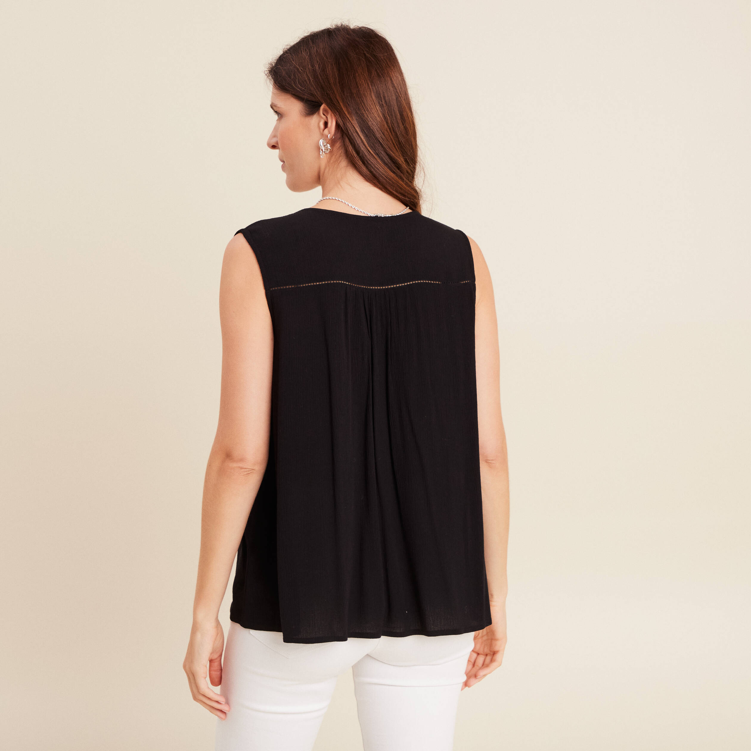 blouse ample sans manches col rond noir femme Blouse ample sans manches col rond noir femme