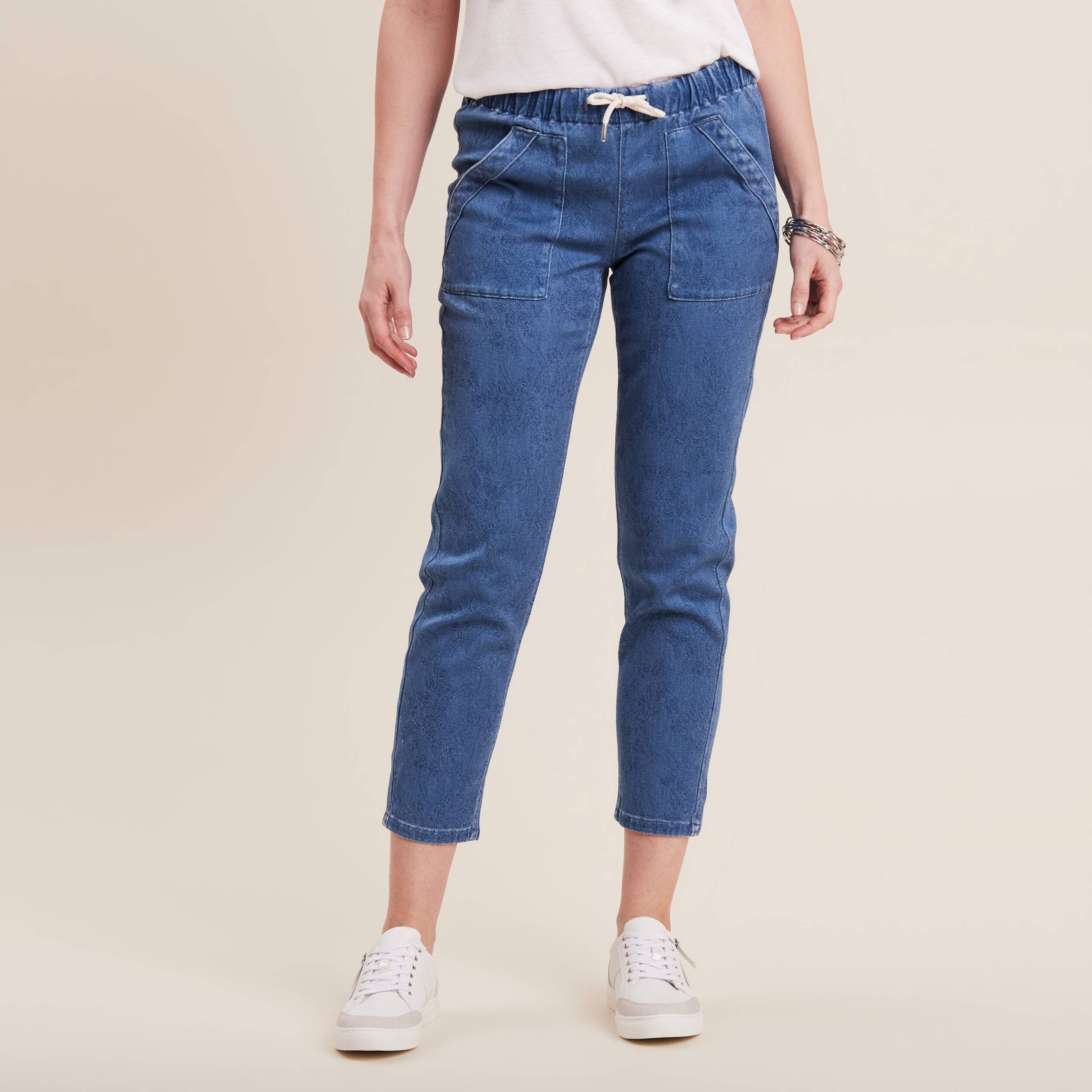 jean carotte taille elastiquee bleu ciel femme Jean carotte taille élastiquée bleu ciel femme