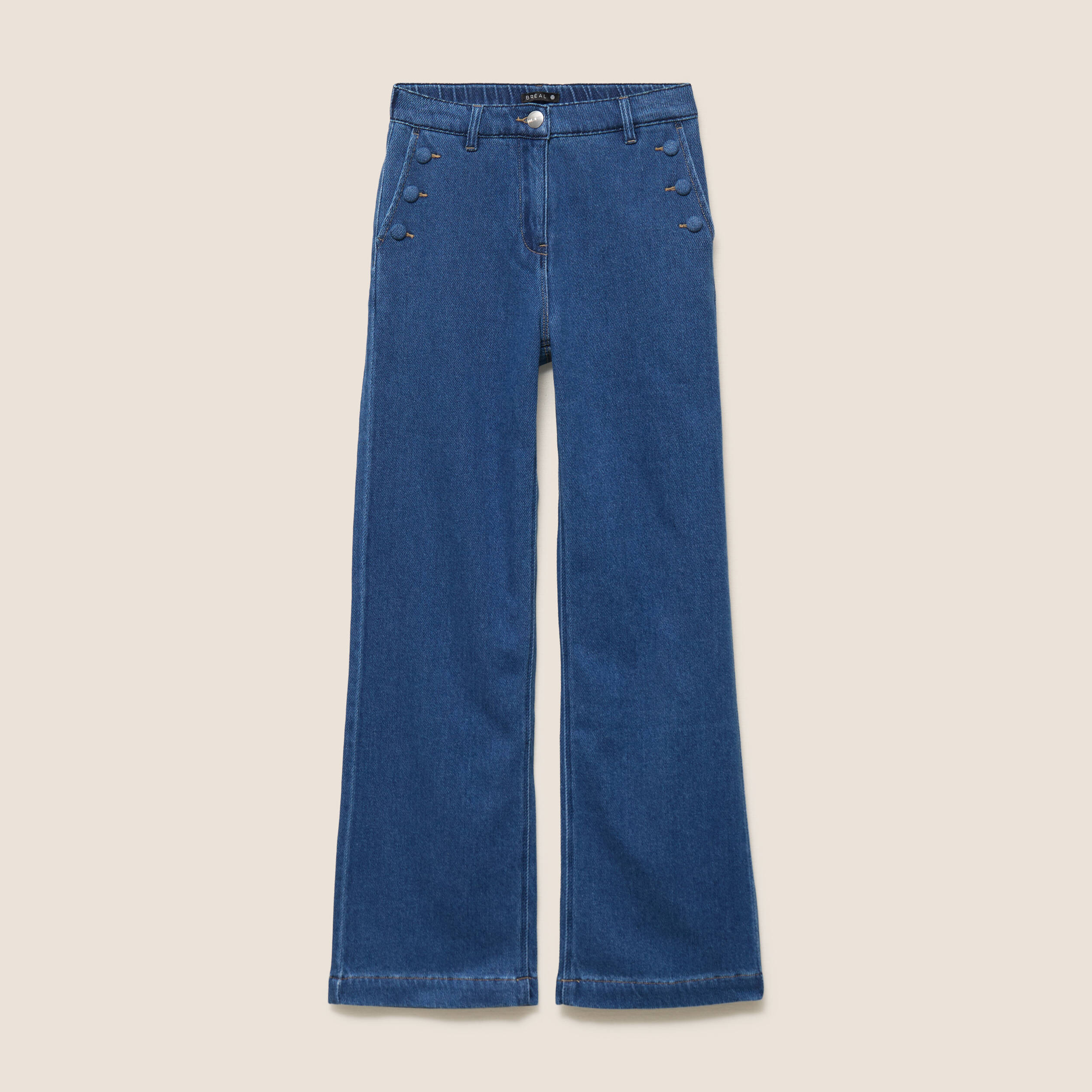 Jean large taille haute denim stone femme