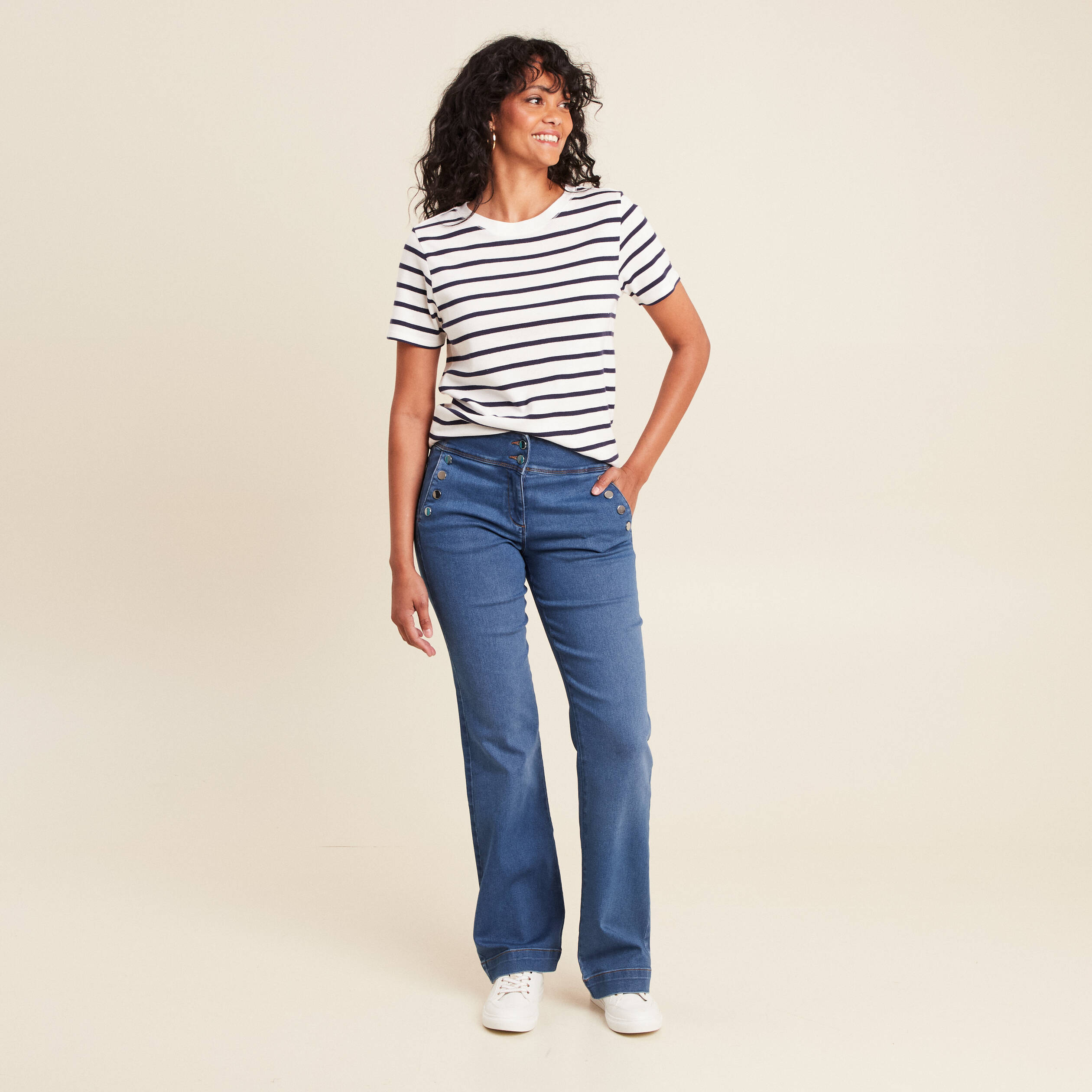 jean bootcut taille haute denim stone femme Jean bootcut taille haute denim stone femme
